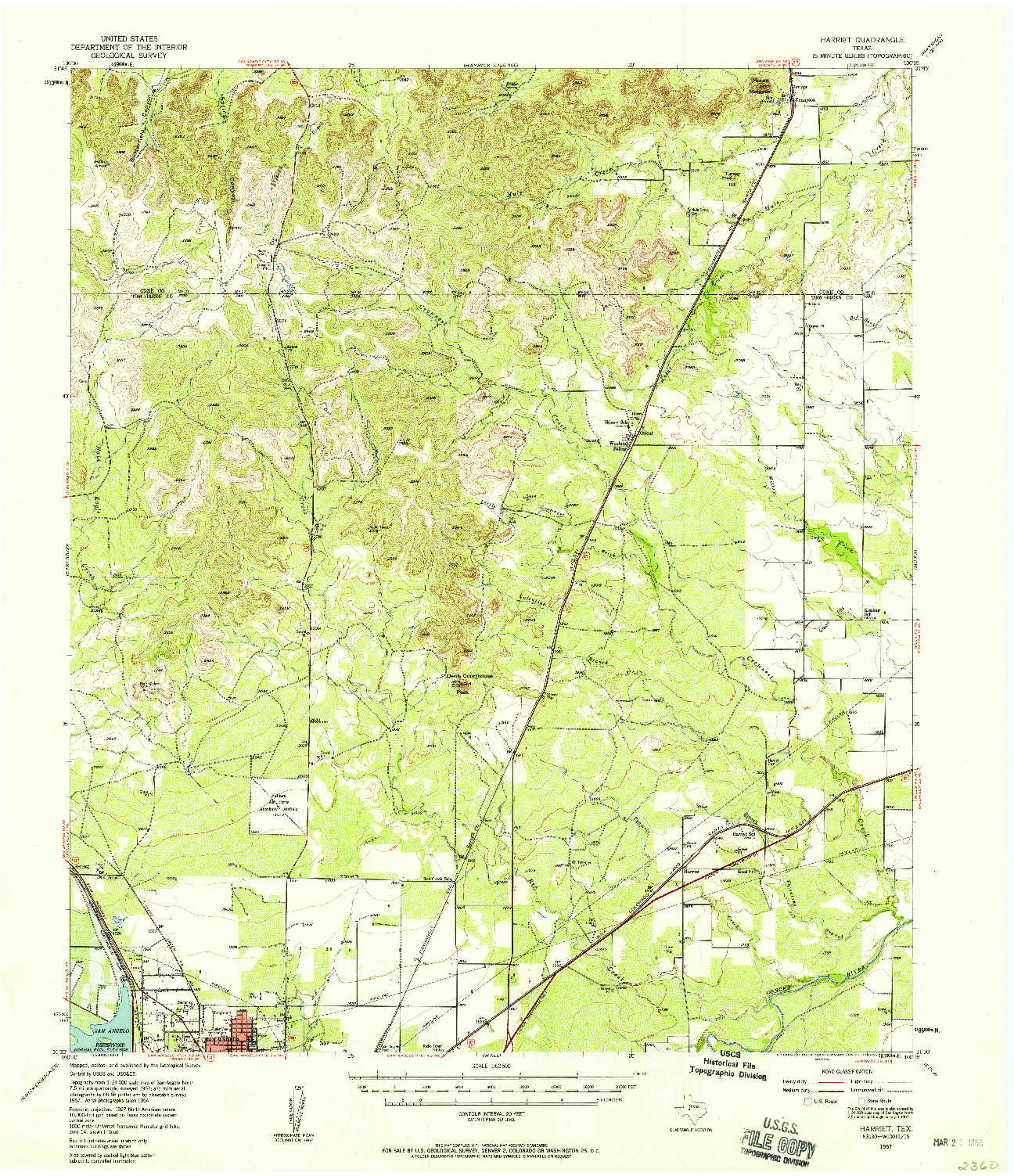 USGS 1:62500-SCALE QUADRANGLE FOR HARRIET, TX 1957