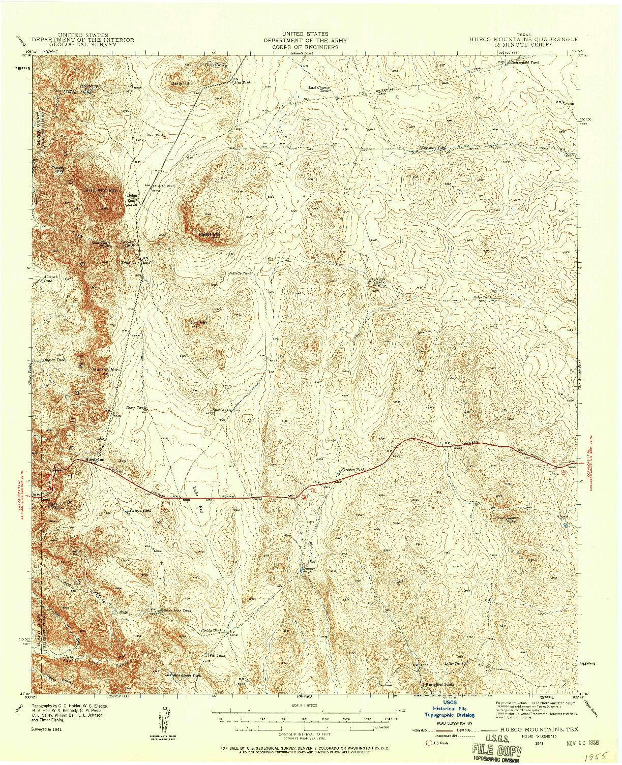 USGS 1:62500-SCALE QUADRANGLE FOR HEUCO MOUNTAINS, TX 1941