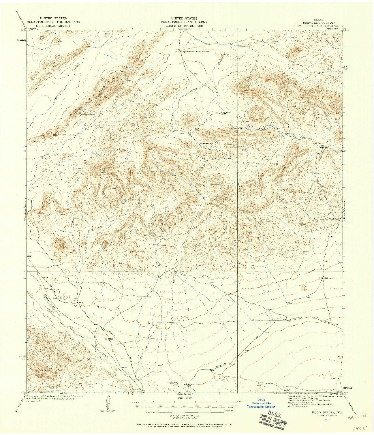USGS 1:62500-SCALE QUADRANGLE FOR HOOD SPRING, TX 1917