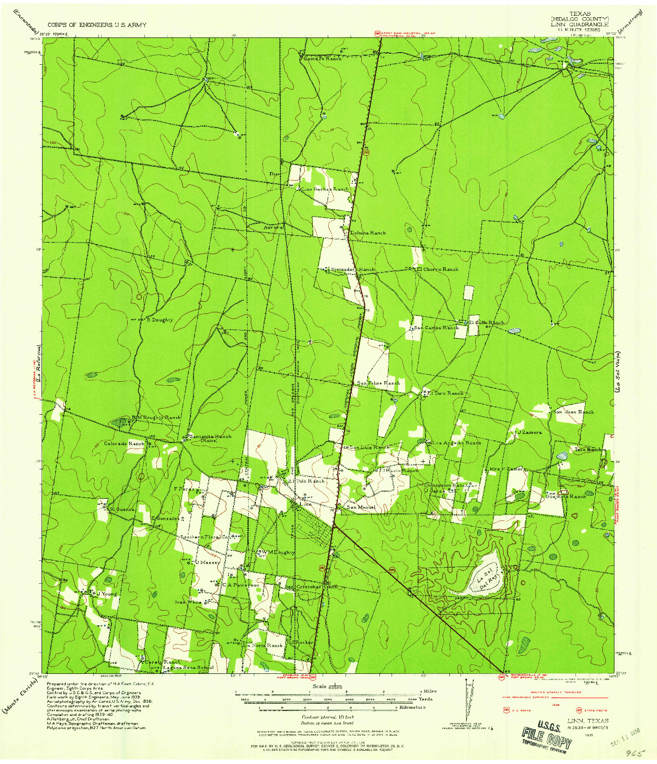 USGS 1:62500-SCALE QUADRANGLE FOR LINN, TX 1939