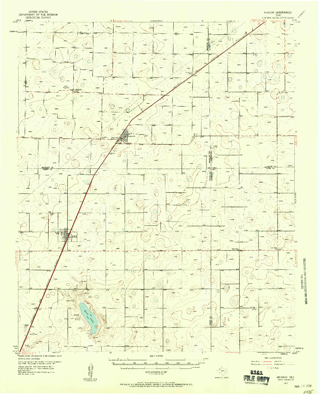 USGS 1:62500-SCALE QUADRANGLE FOR MEADOW, TX 1957