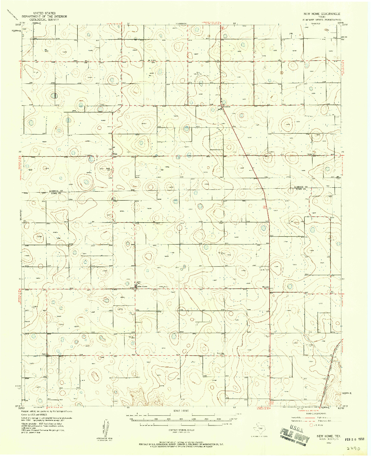 USGS 1:62500-SCALE QUADRANGLE FOR NEW HOME, TX 1957