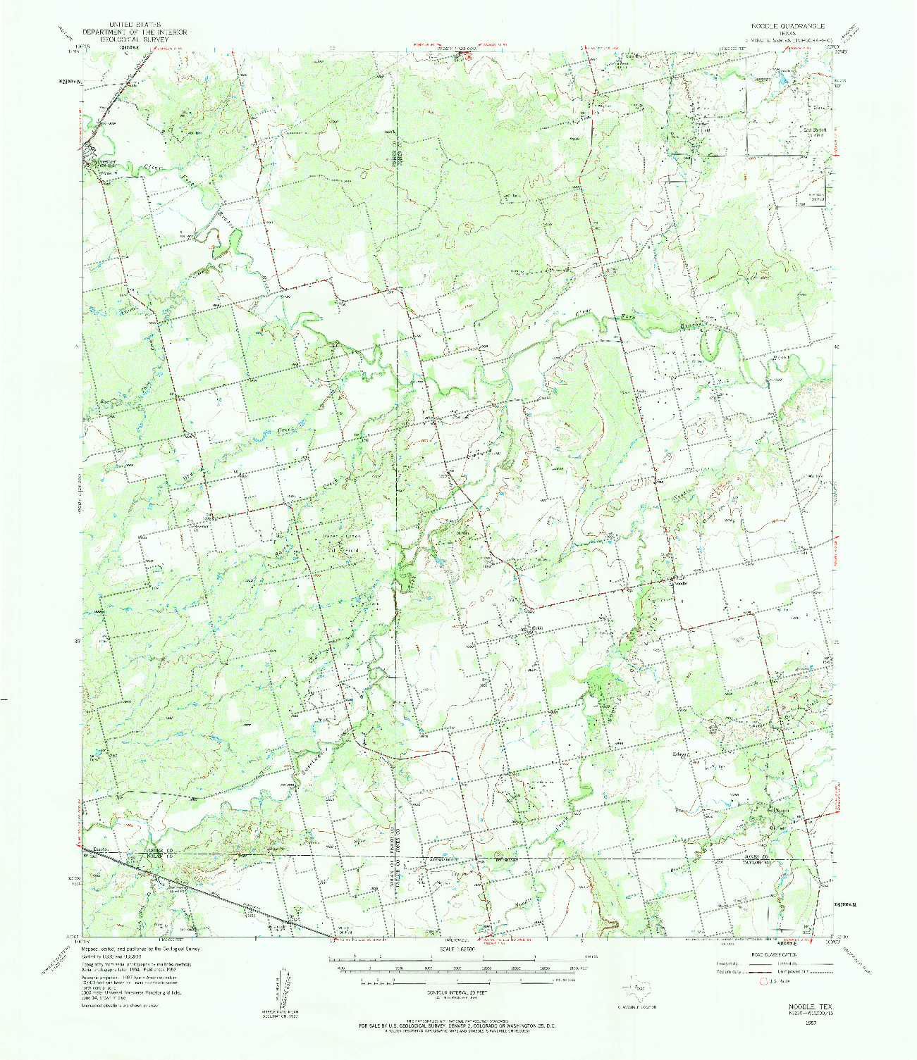 USGS 1:62500-SCALE QUADRANGLE FOR NOODLE, TX 1957