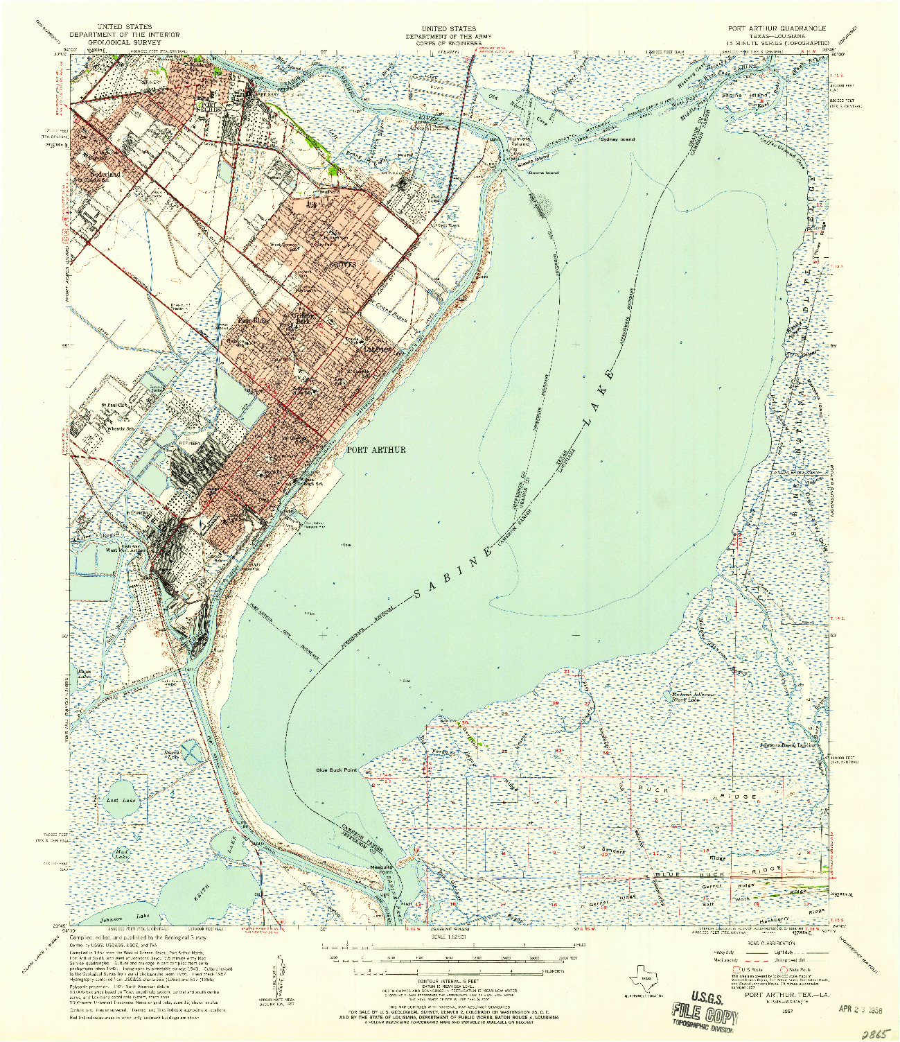 USGS 1:62500-SCALE QUADRANGLE FOR PORT ARTHUR, TX 1957
