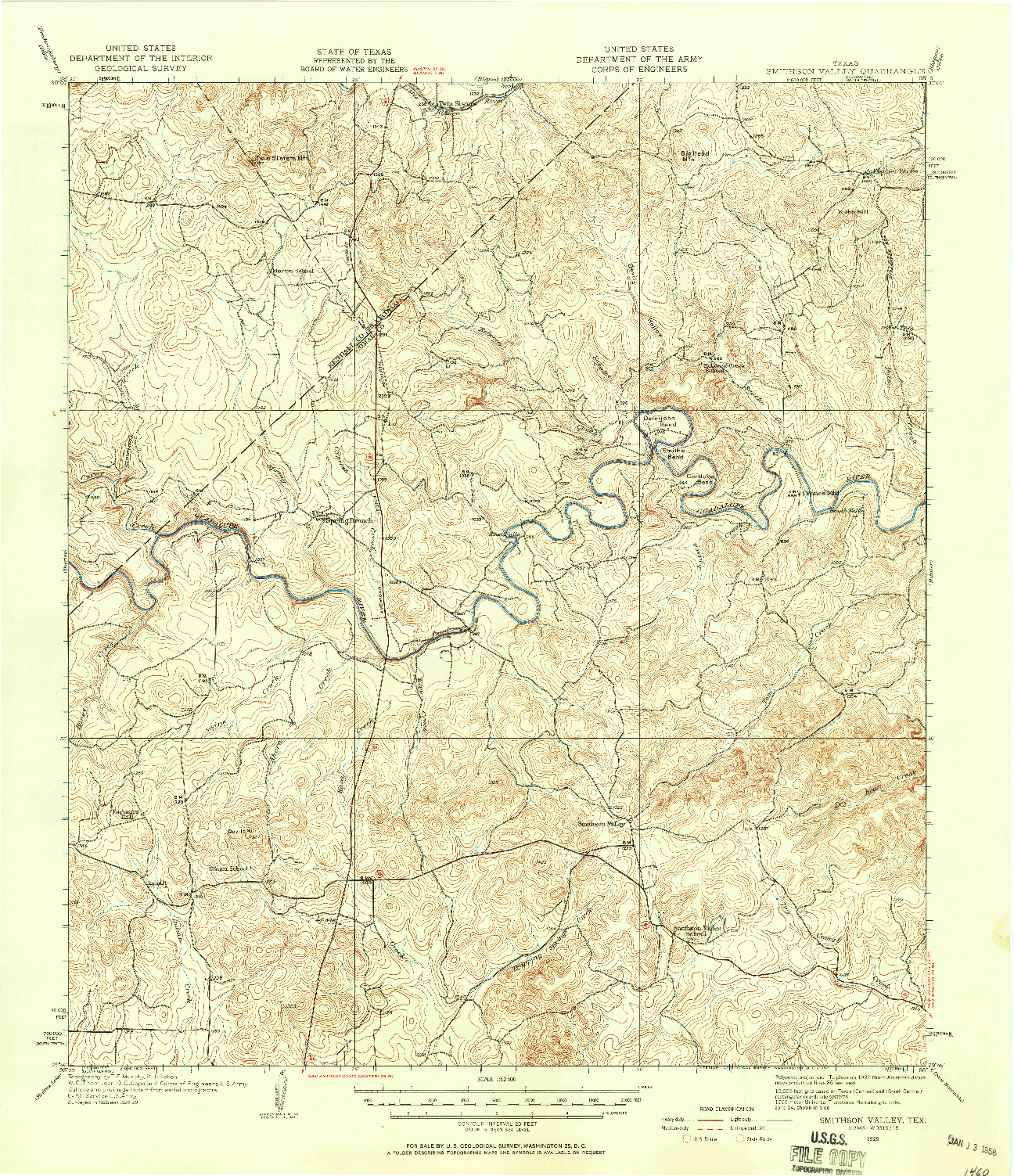 USGS 1:62500-SCALE QUADRANGLE FOR SMITHSON VALLEY, TX 1929