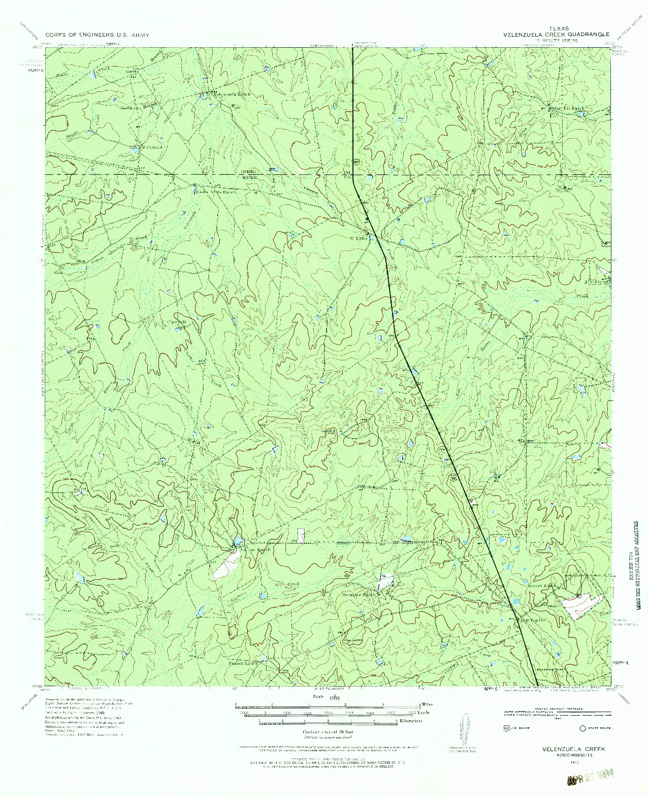 USGS 1:62500-SCALE QUADRANGLE FOR VELENZUELA CREEK, TX 1940