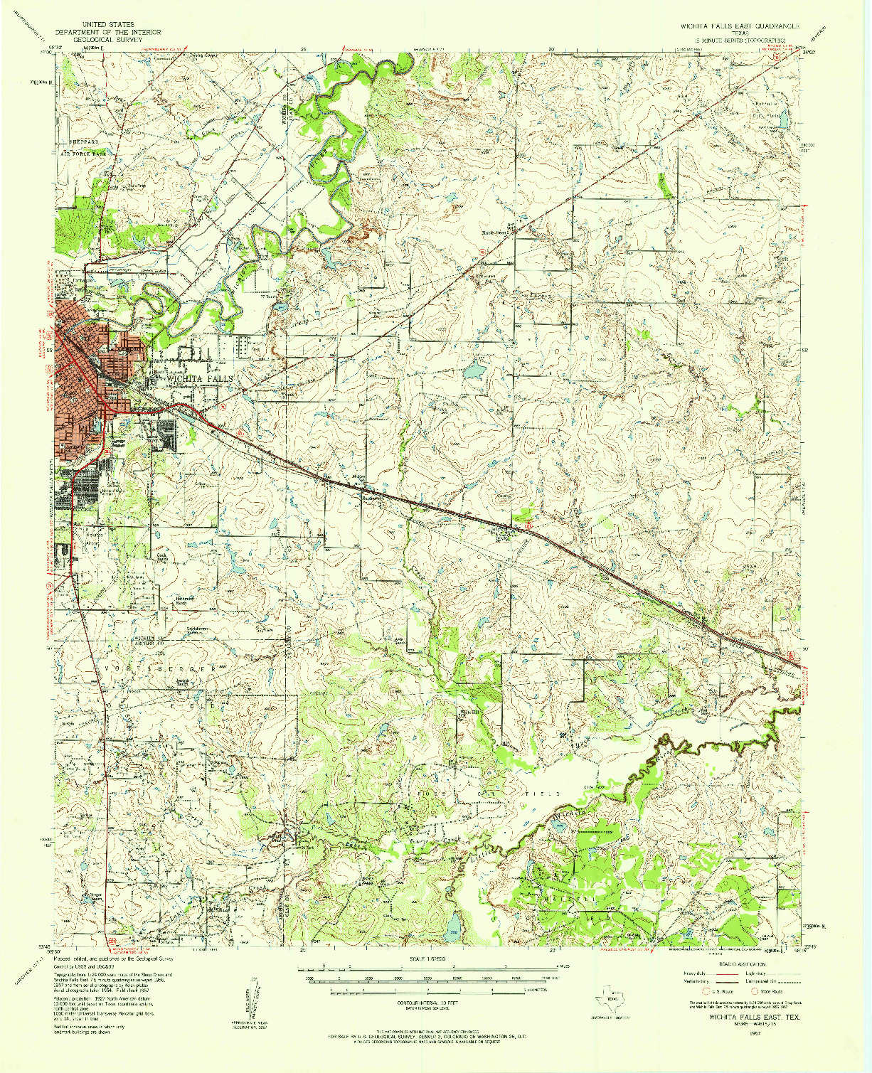 USGS 1:62500-SCALE QUADRANGLE FOR WICHITA FALLS EAST, TX 1957
