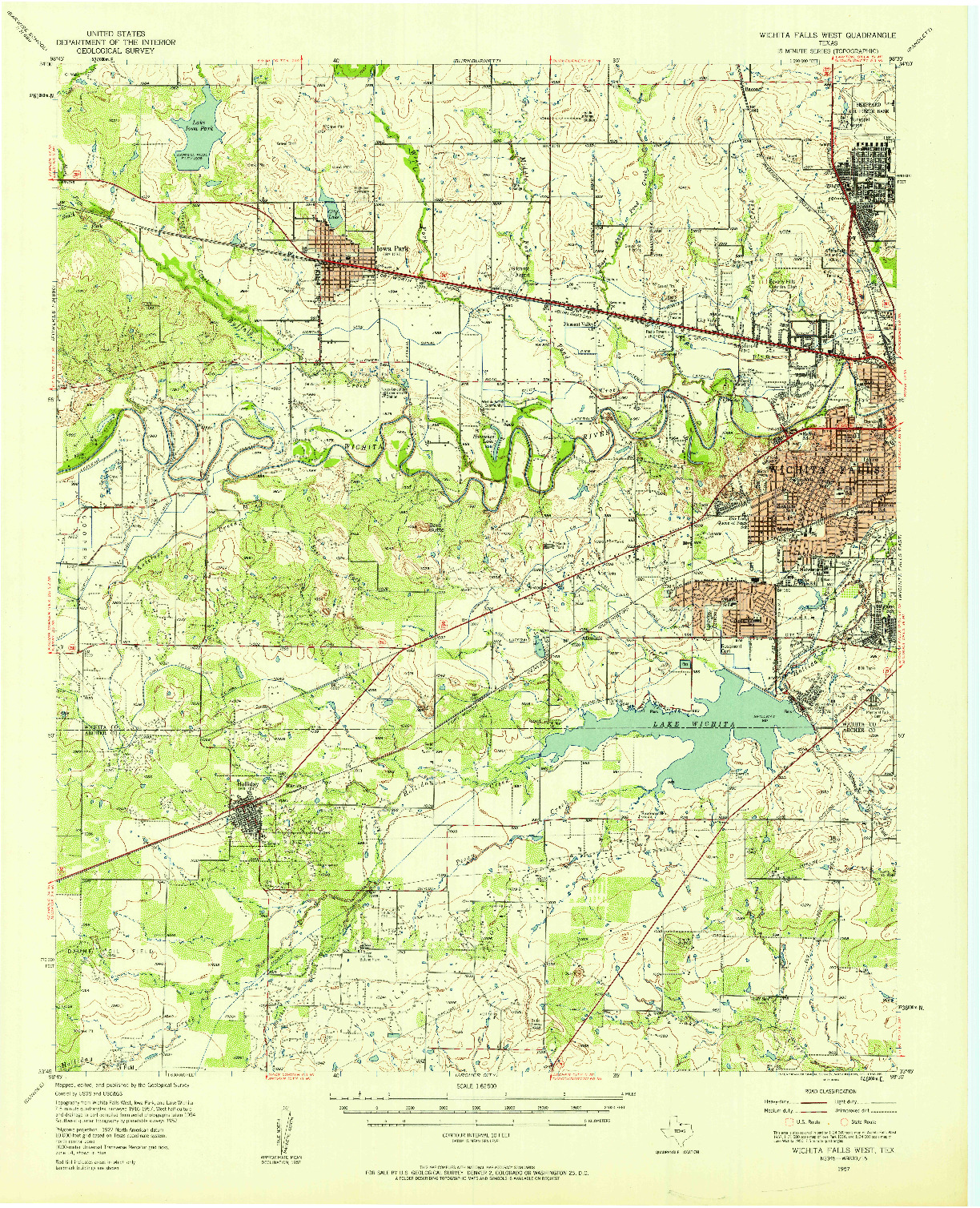 USGS 1:62500-SCALE QUADRANGLE FOR WICHITA FALLS WEST, TX 1957