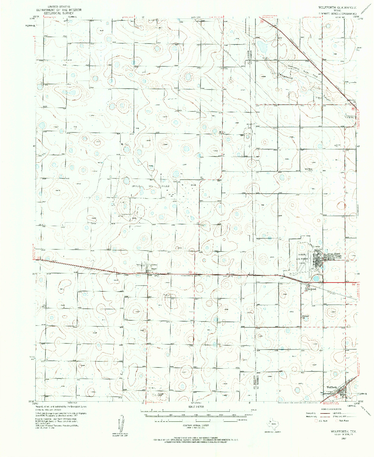 USGS 1:62500-SCALE QUADRANGLE FOR WOLFFORTH, TX 1957