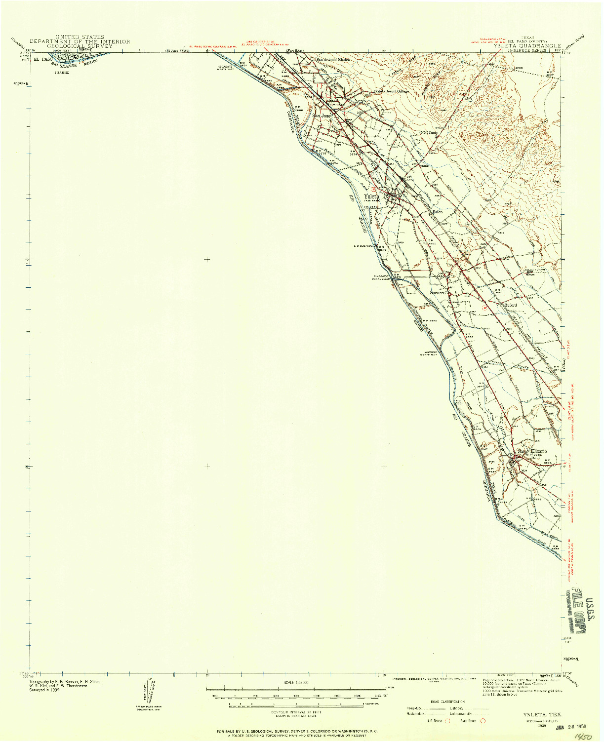 USGS 1:62500-SCALE QUADRANGLE FOR YSLETA, TX 1939