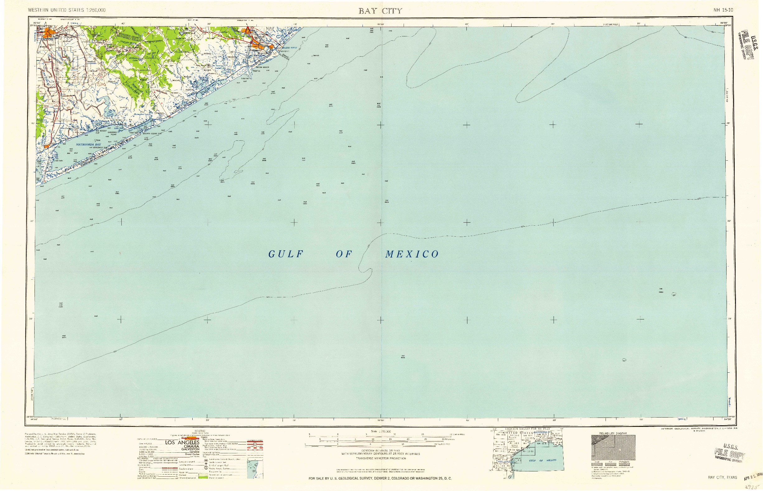 USGS 1:250000-SCALE QUADRANGLE FOR BAY CITY, TX 1958