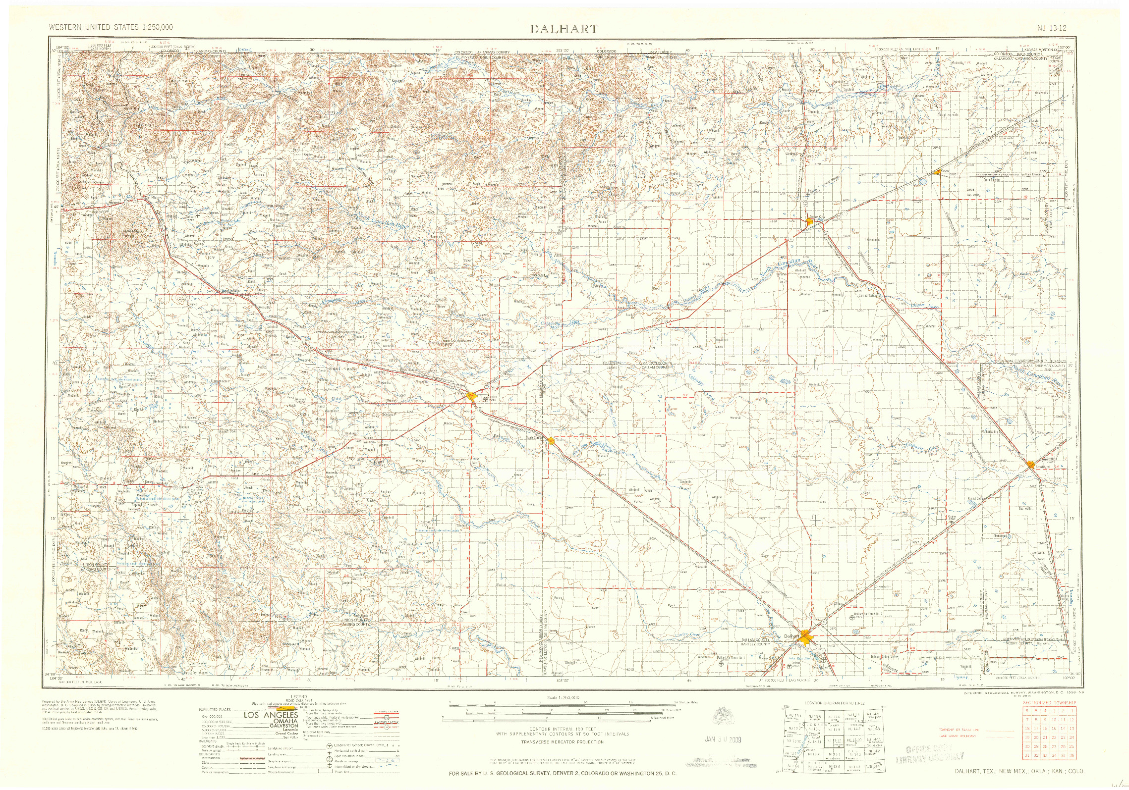 USGS 1:250000-SCALE QUADRANGLE FOR DALHART, TX 1958