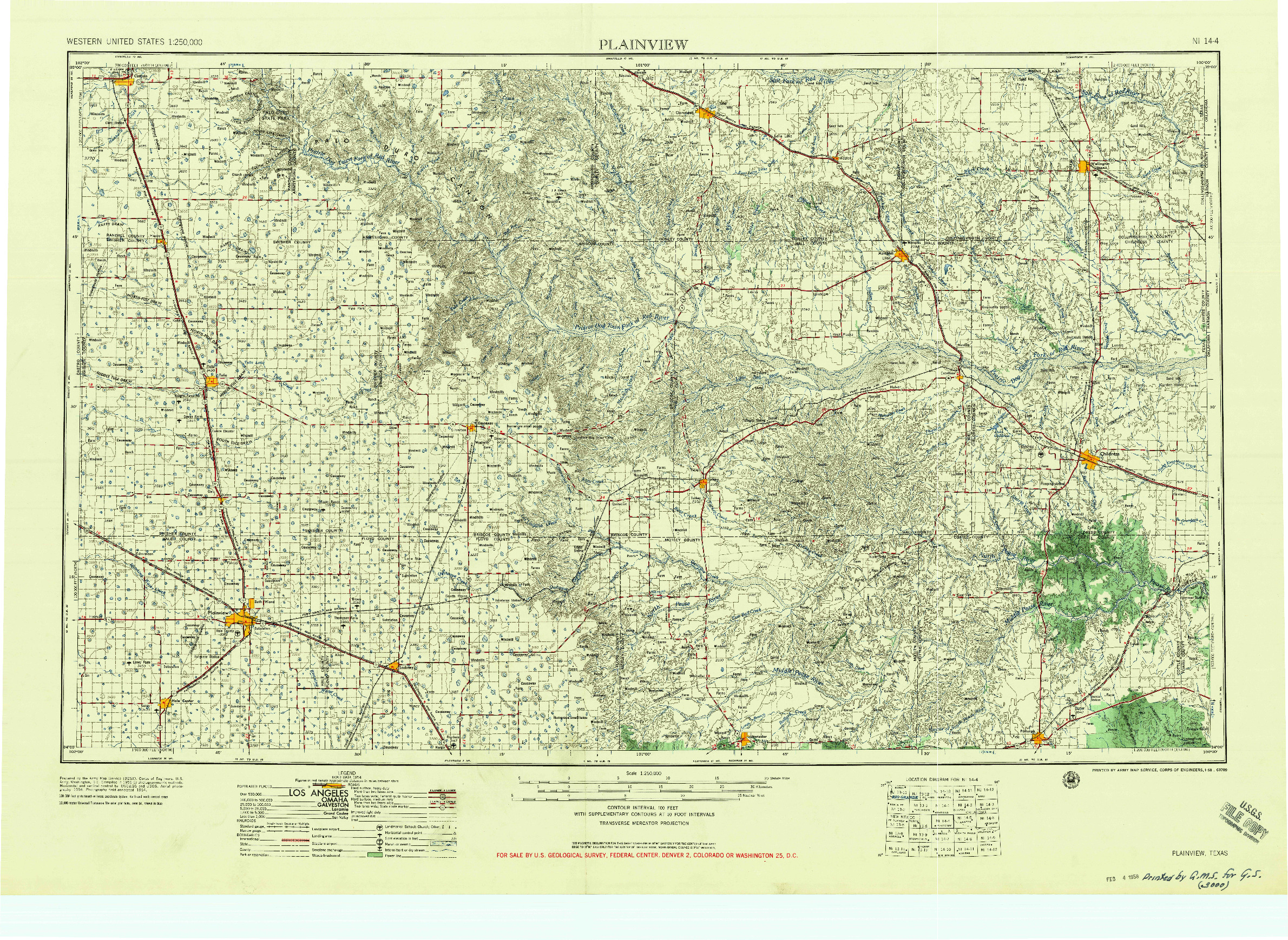 USGS 1:250000-SCALE QUADRANGLE FOR PLAINVIEW, TX 1958
