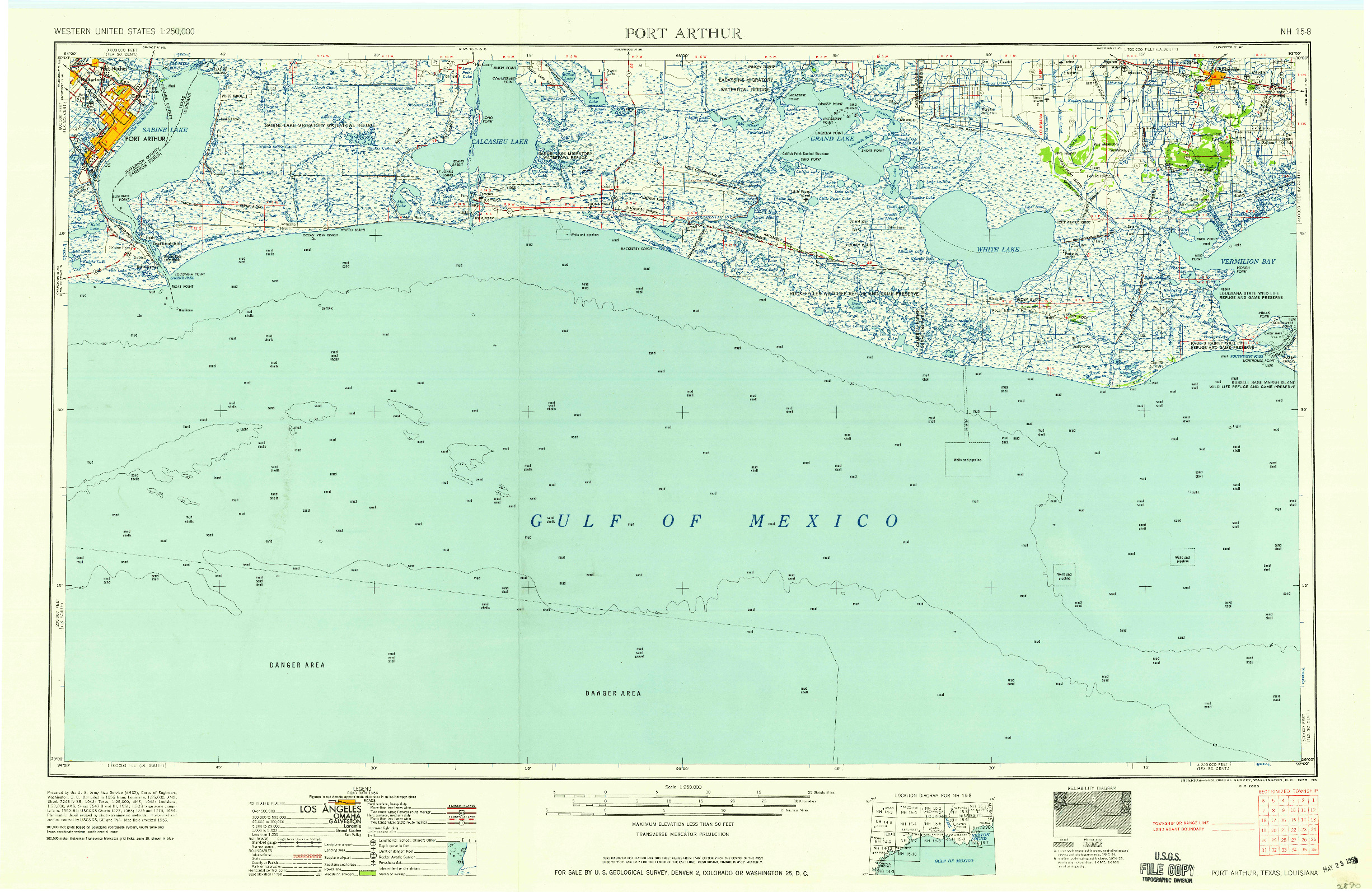 USGS 1:250000-SCALE QUADRANGLE FOR PORT ARTHUR, TX 1958