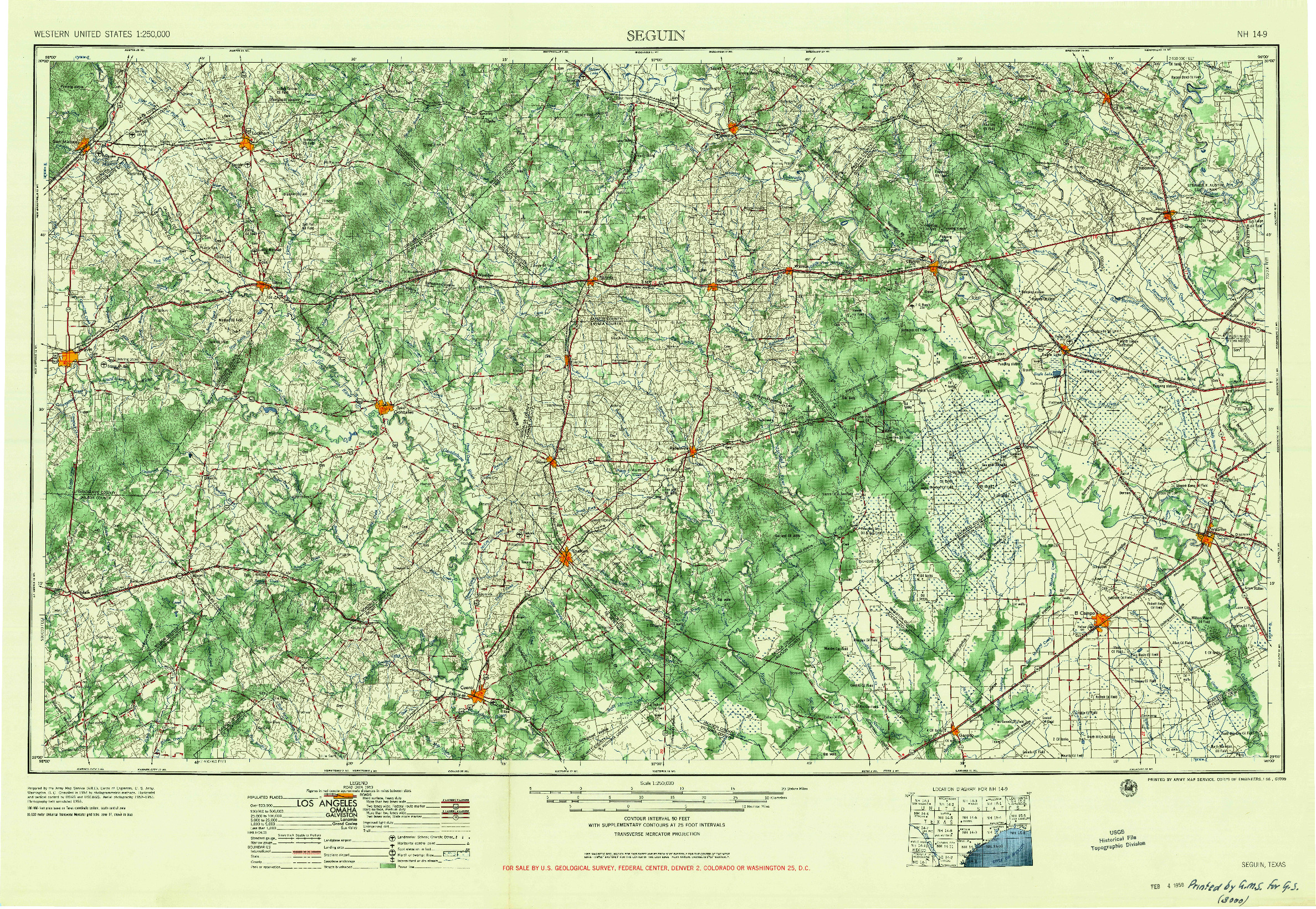 USGS 1:250000-SCALE QUADRANGLE FOR SEGUIN, TX 1958