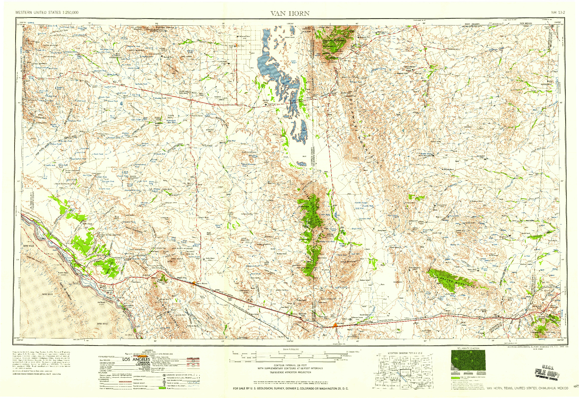 USGS 1:250000-SCALE QUADRANGLE FOR VAN HORN, TX 1958