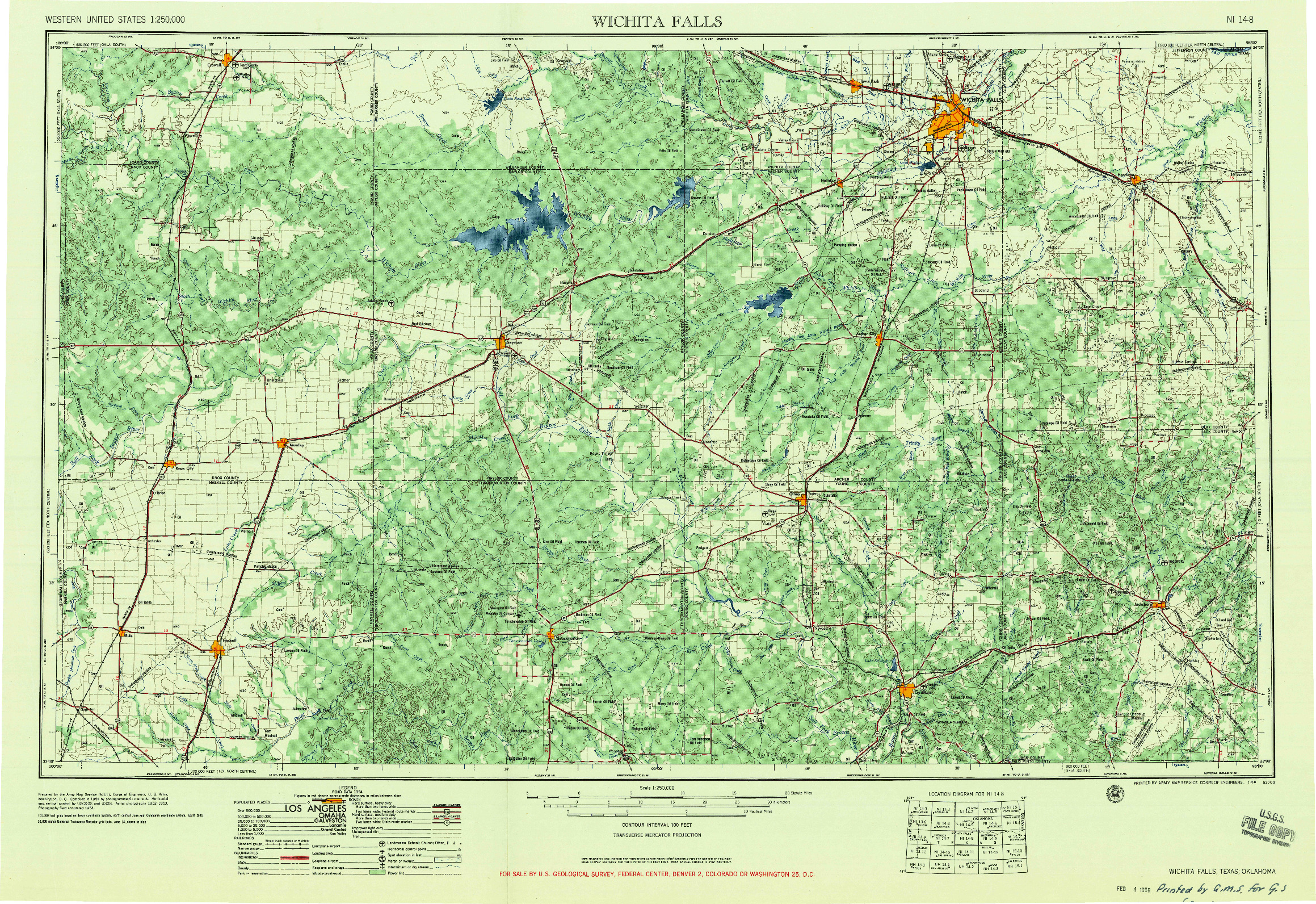 USGS 1:250000-SCALE QUADRANGLE FOR WICHITA FALLS, TX 1958