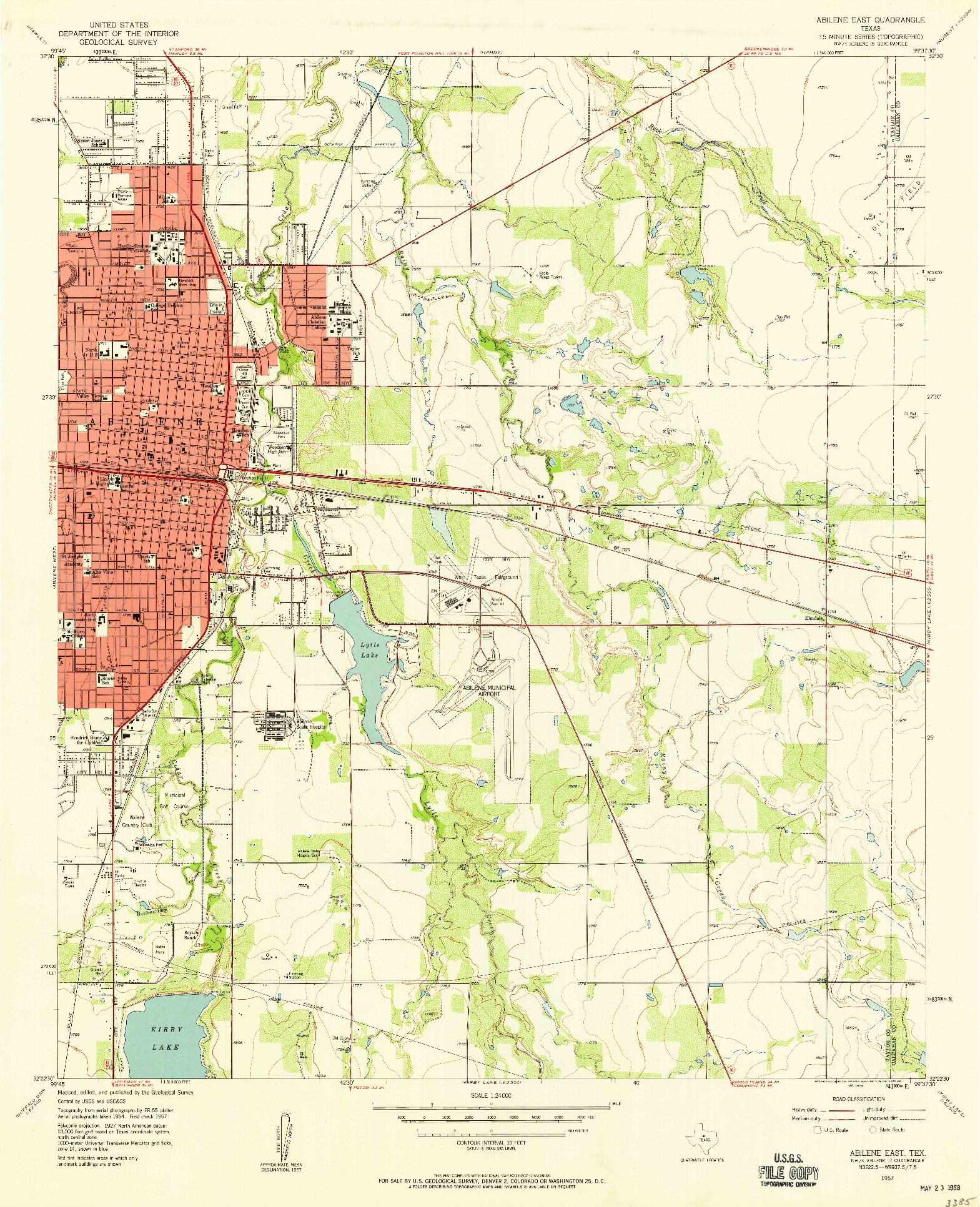 USGS 1:24000-SCALE QUADRANGLE FOR ABILENE EAST, TX 1957