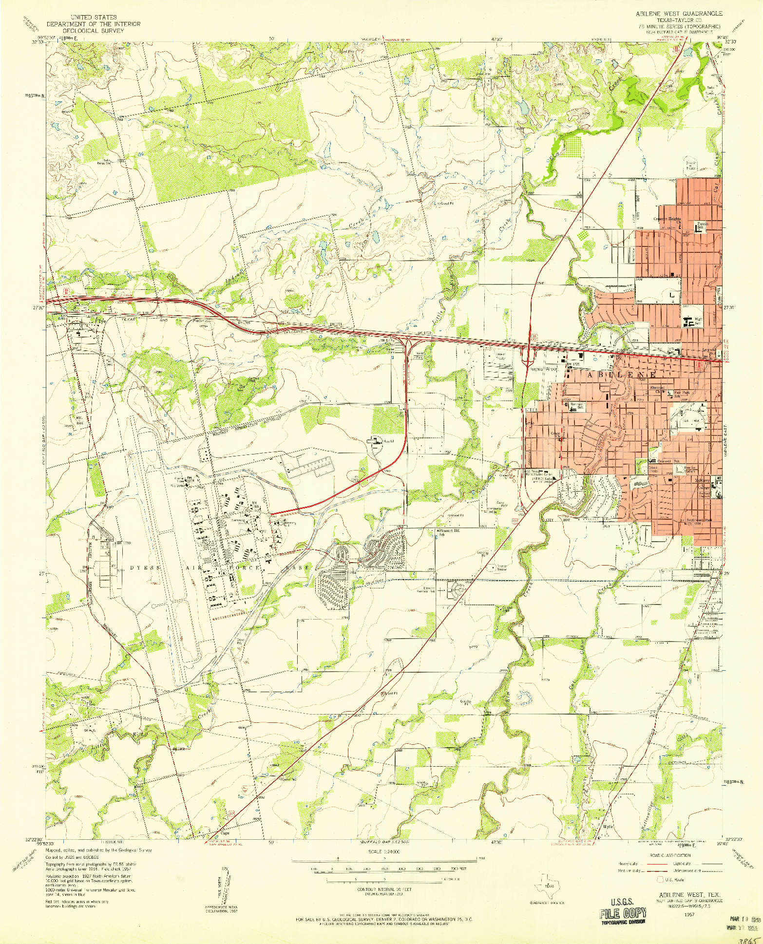 USGS 1:24000-SCALE QUADRANGLE FOR ABILENE WEST, TX 1957