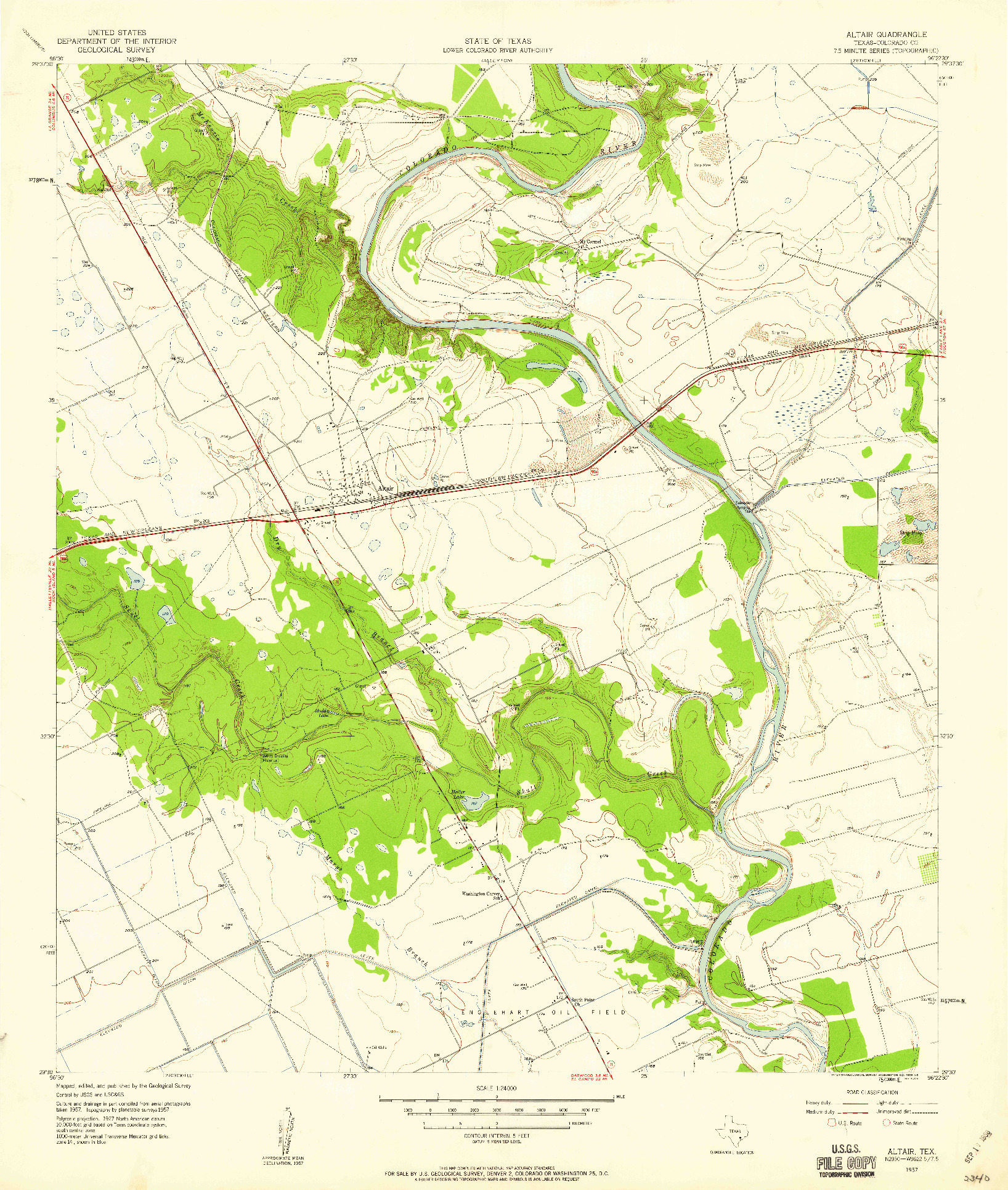USGS 1:24000-SCALE QUADRANGLE FOR ALTAIR, TX 1957