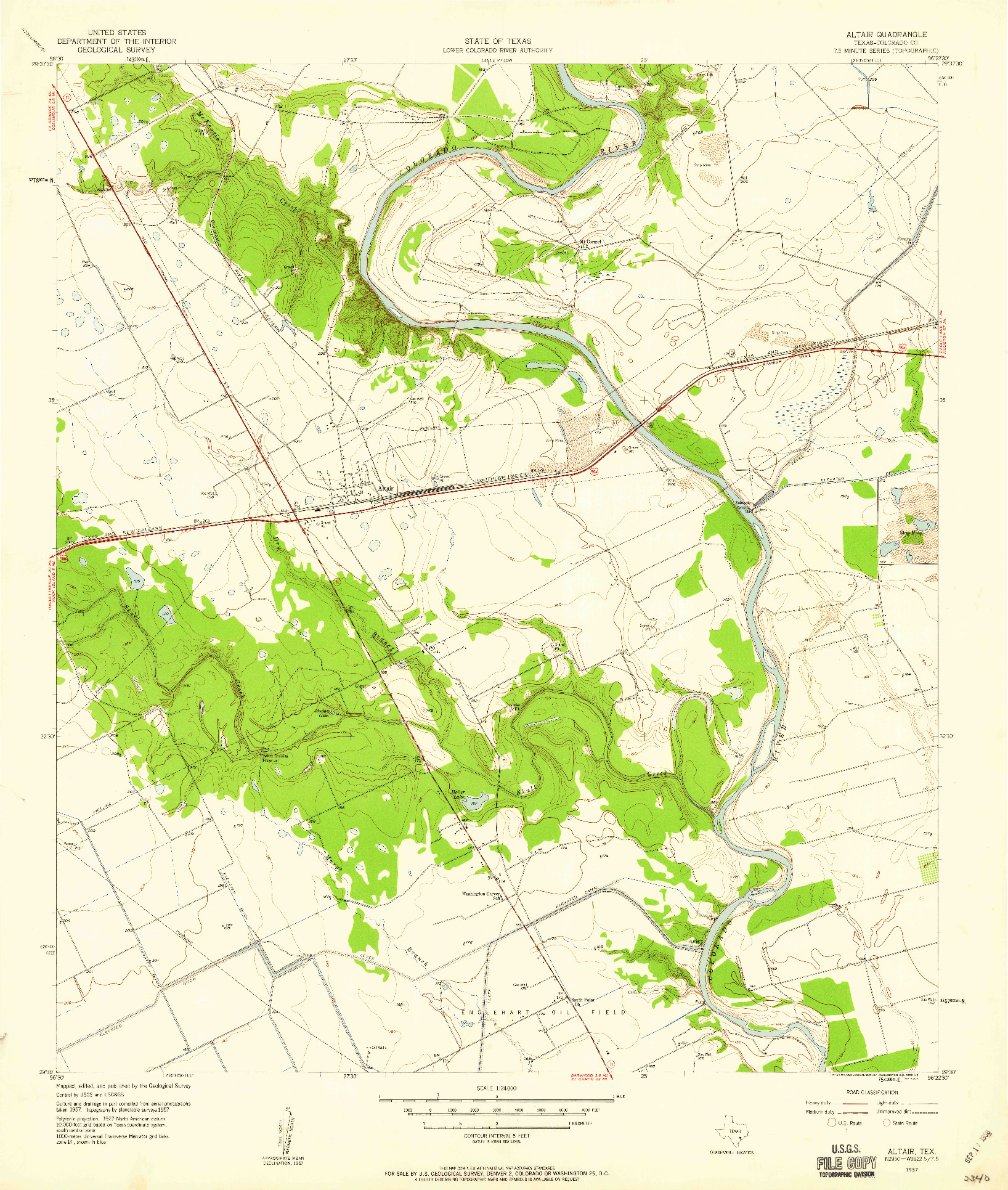 USGS 1:24000-SCALE QUADRANGLE FOR ALTAIR, TX 1957