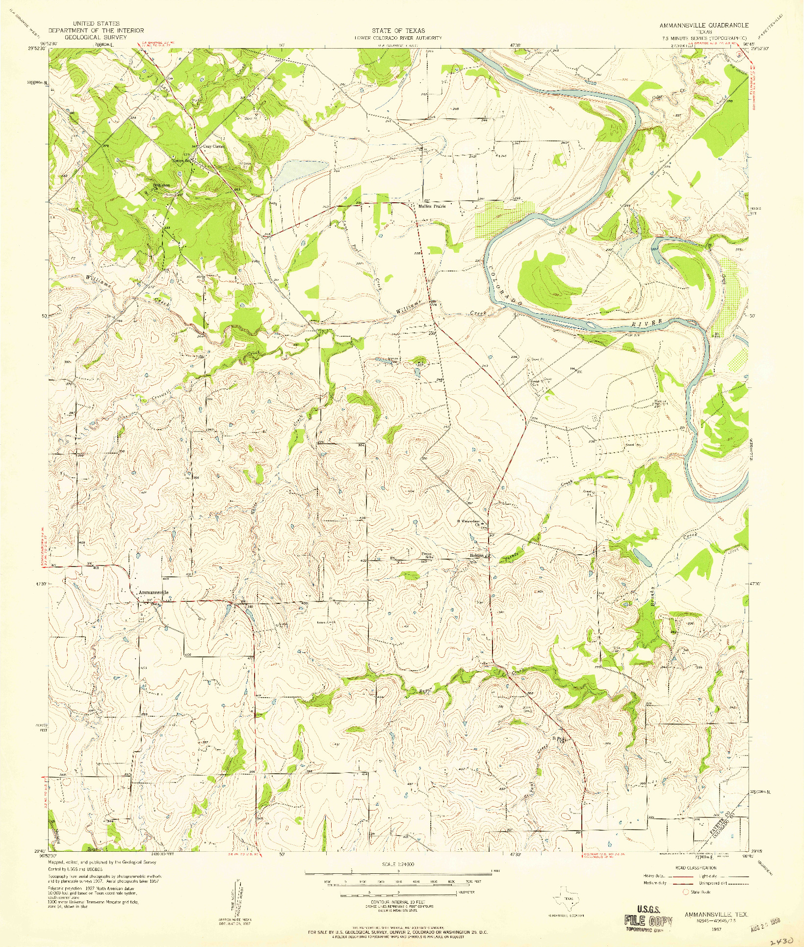 USGS 1:24000-SCALE QUADRANGLE FOR AMMANNSVILLE, TX 1957