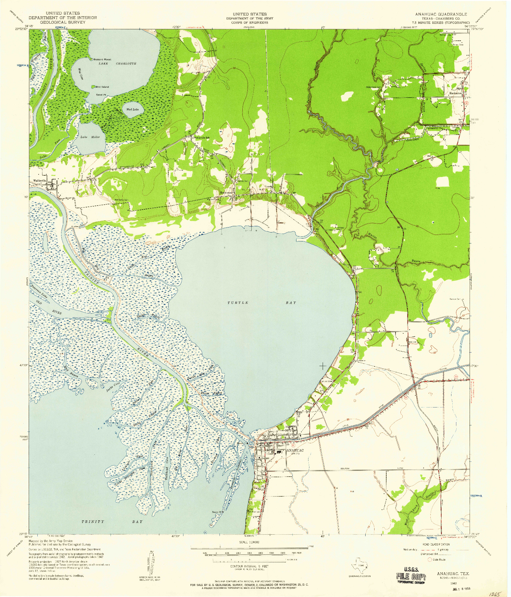 USGS 1:24000-SCALE QUADRANGLE FOR ANAHUAC, TX 1942