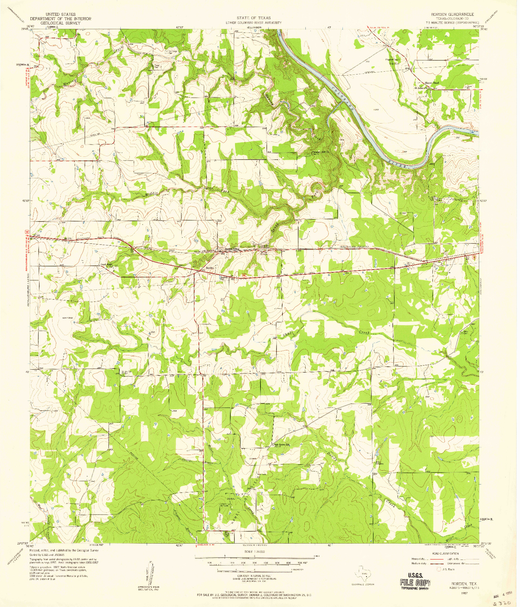 USGS 1:24000-SCALE QUADRANGLE FOR BORDEN, TX 1957