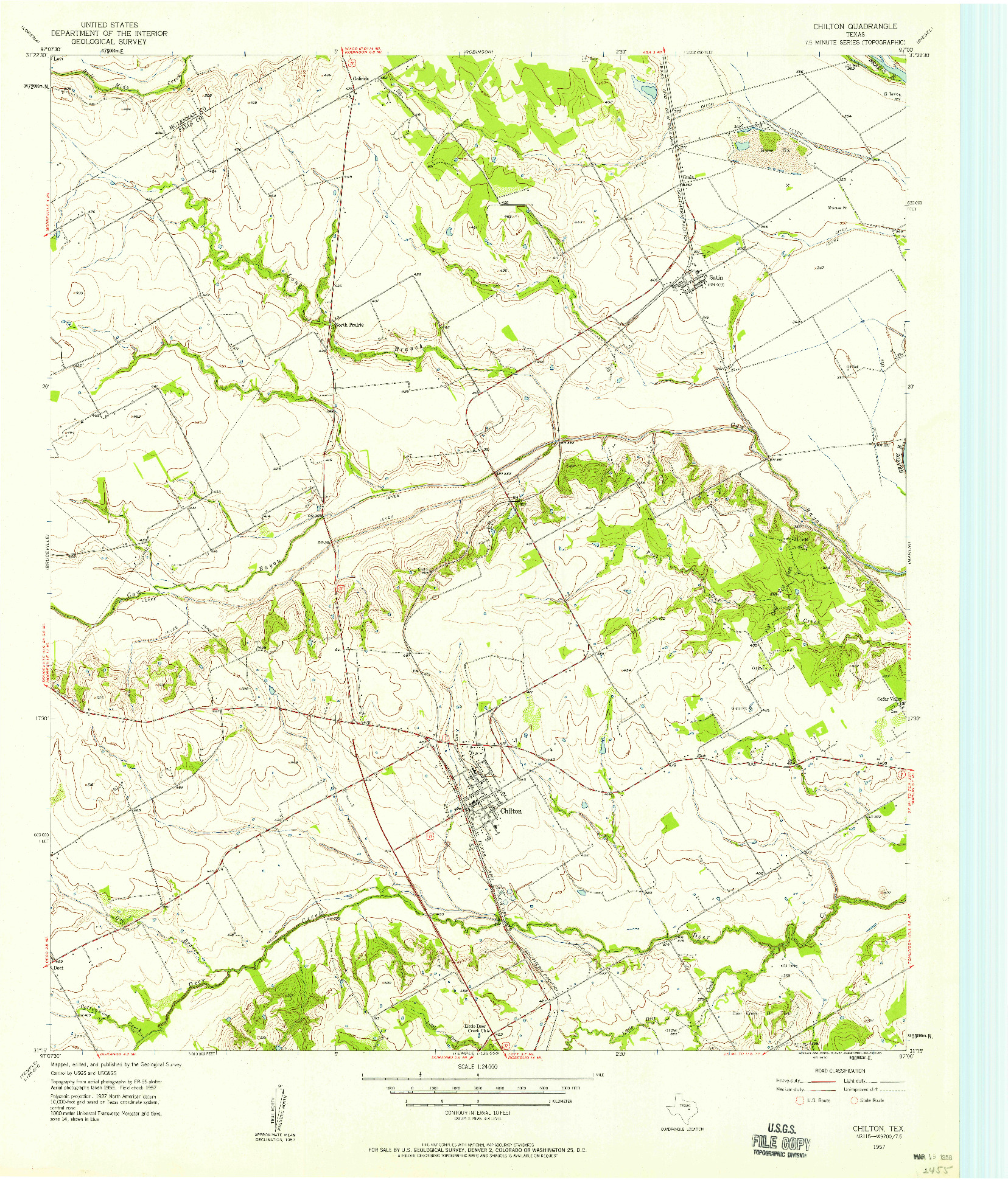 USGS 1:24000-SCALE QUADRANGLE FOR CHILTON, TX 1957