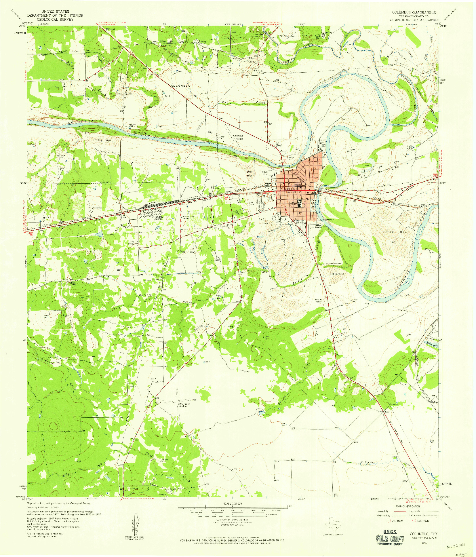 USGS 1:24000-SCALE QUADRANGLE FOR COLUMBUS, TX 1957