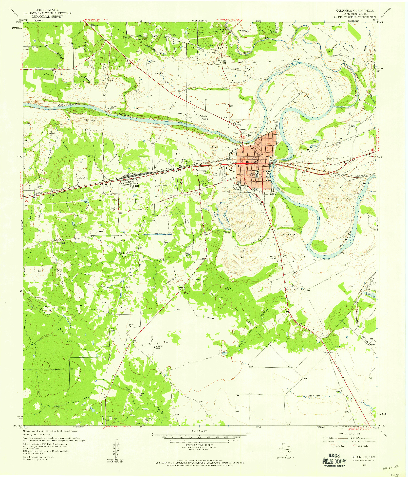 USGS 1:24000-SCALE QUADRANGLE FOR COLUMBUS, TX 1957