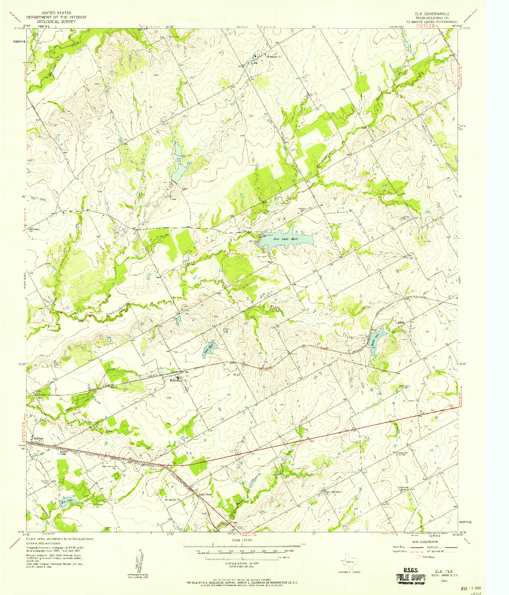 USGS 1:24000-SCALE QUADRANGLE FOR ELK, TX 1957
