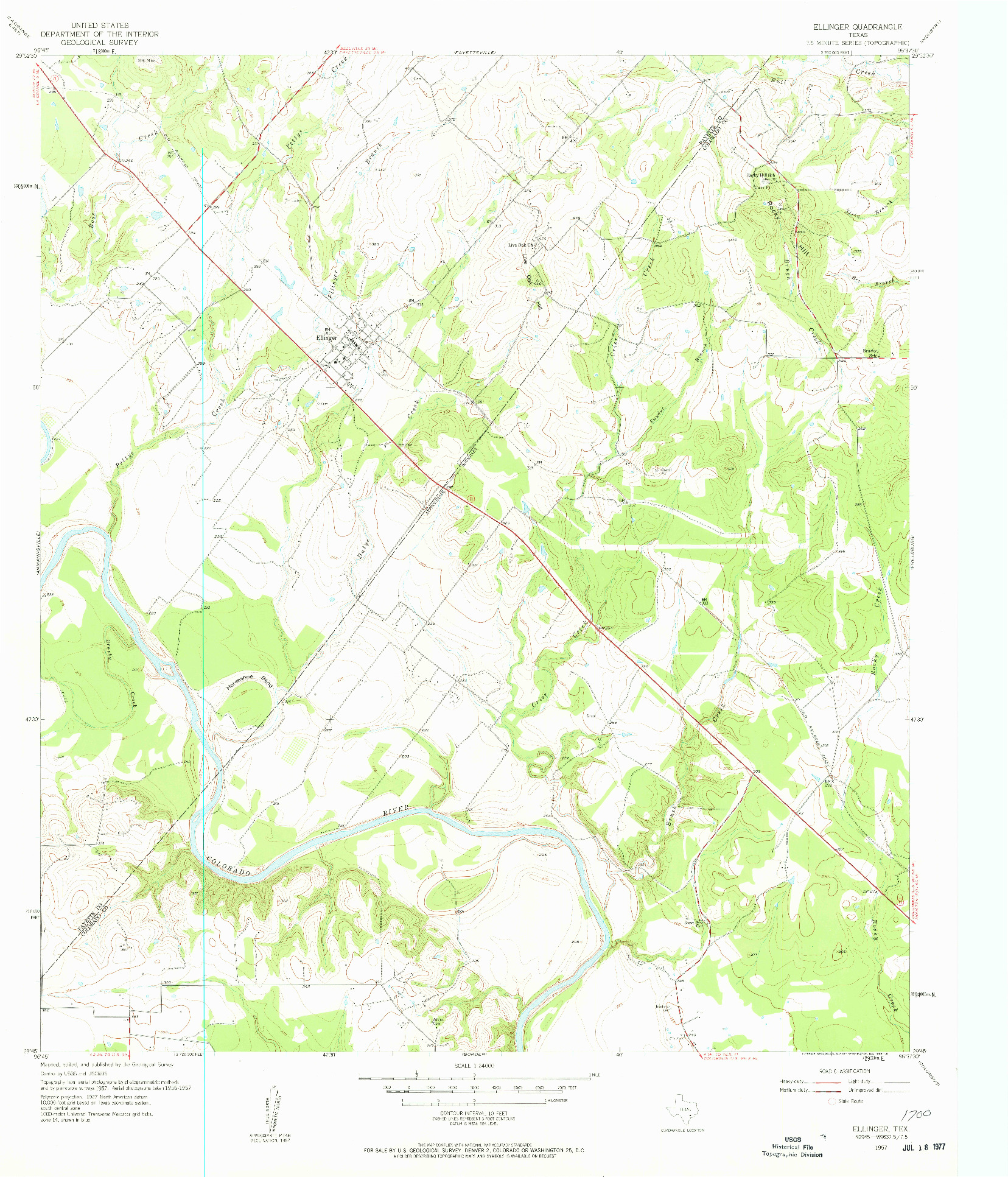 USGS 1:24000-SCALE QUADRANGLE FOR ELLINGER, TX 1957