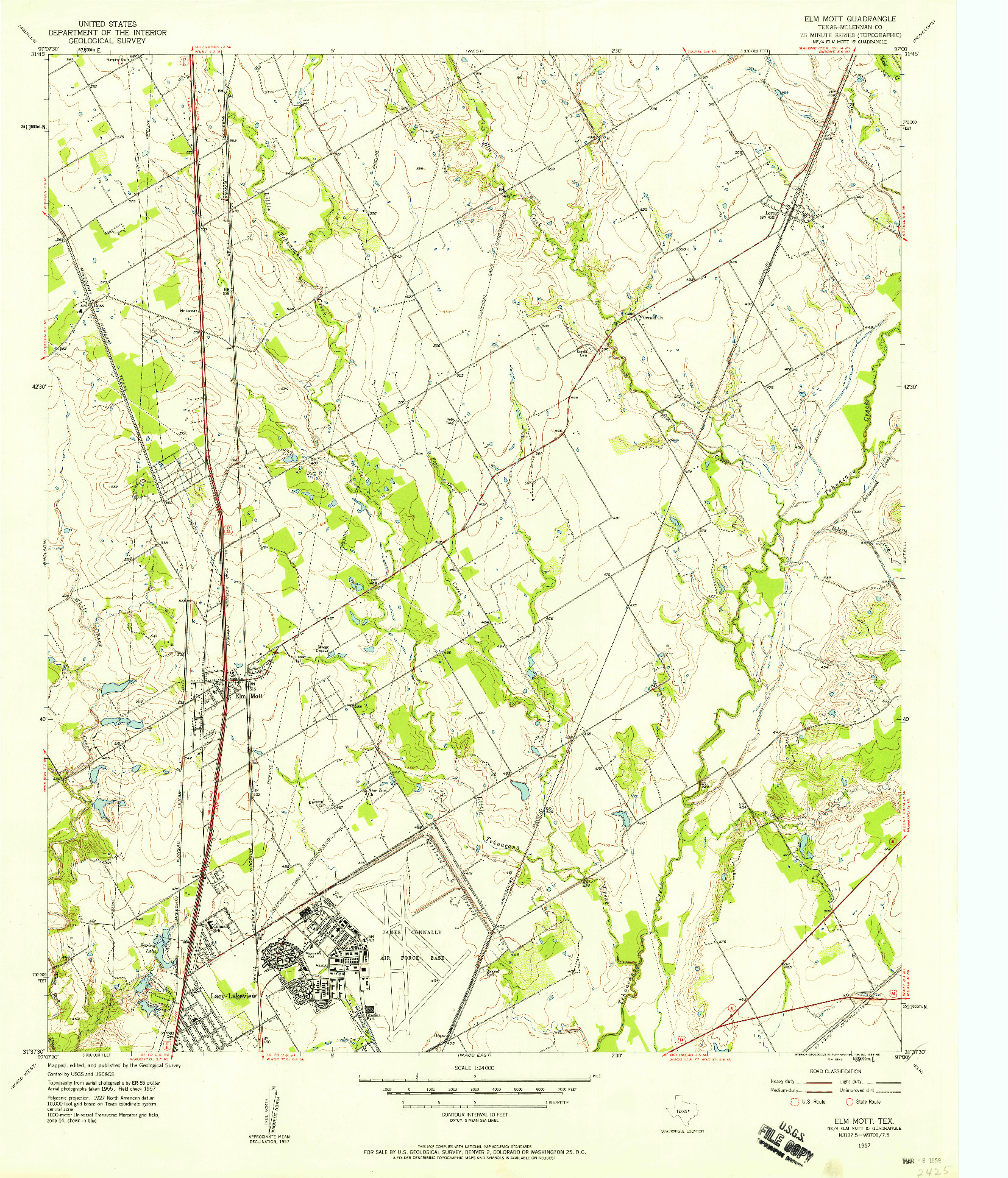 USGS 1:24000-SCALE QUADRANGLE FOR ELM MOTT, TX 1957