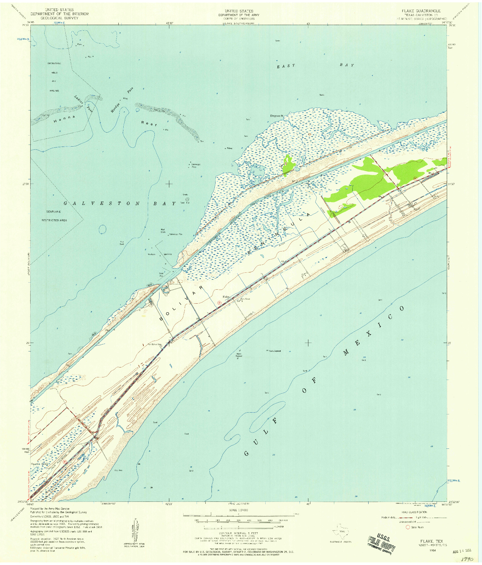 USGS 1:24000-SCALE QUADRANGLE FOR FLAKE, TX 1954