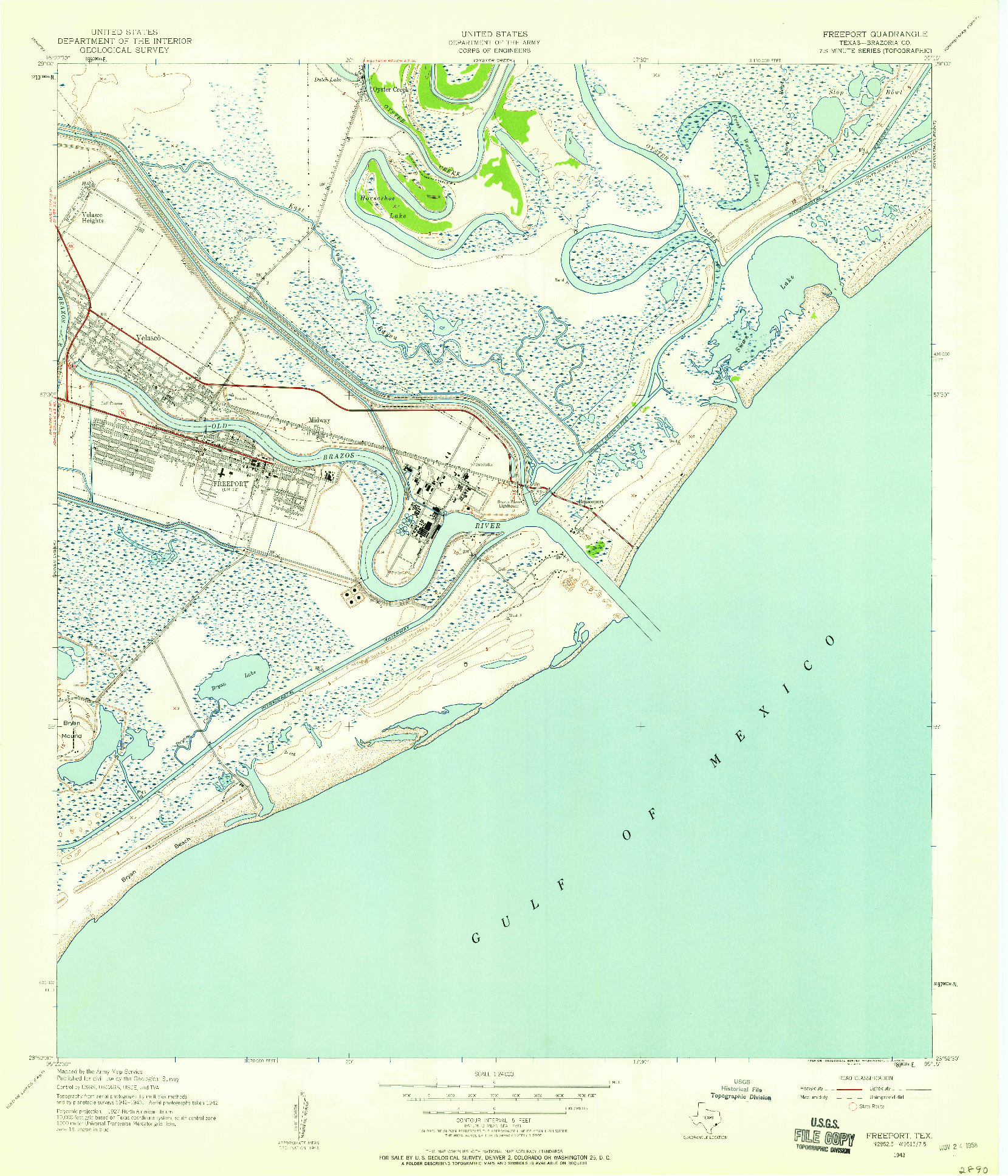 USGS 1:24000-SCALE QUADRANGLE FOR FREEPORT, TX 1943