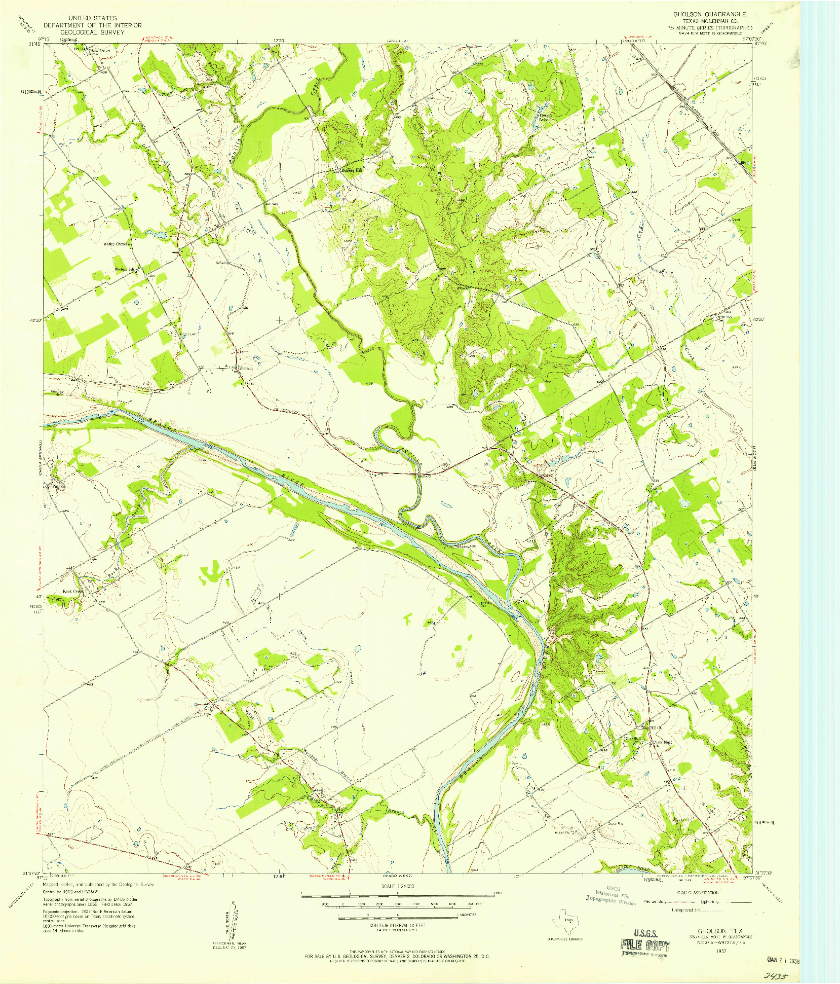 USGS 1:24000-SCALE QUADRANGLE FOR GHOLSON, TX 1957