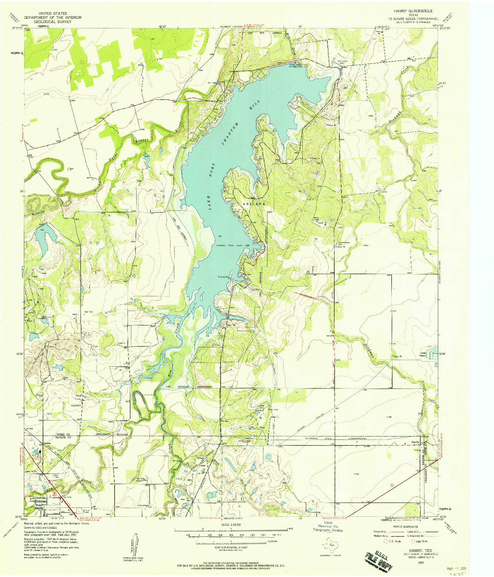 USGS 1:24000-SCALE QUADRANGLE FOR HAMBY, TX 1957
