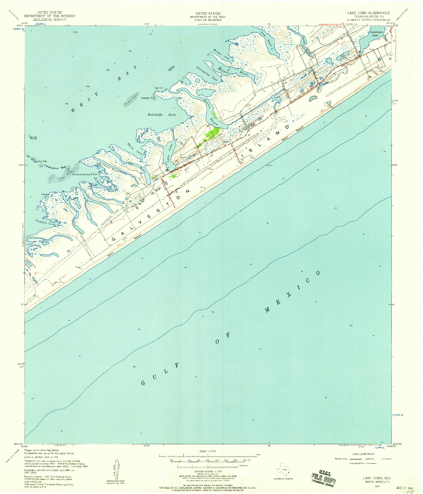 USGS 1:24000-SCALE QUADRANGLE FOR LAKE COMO, TX 1954
