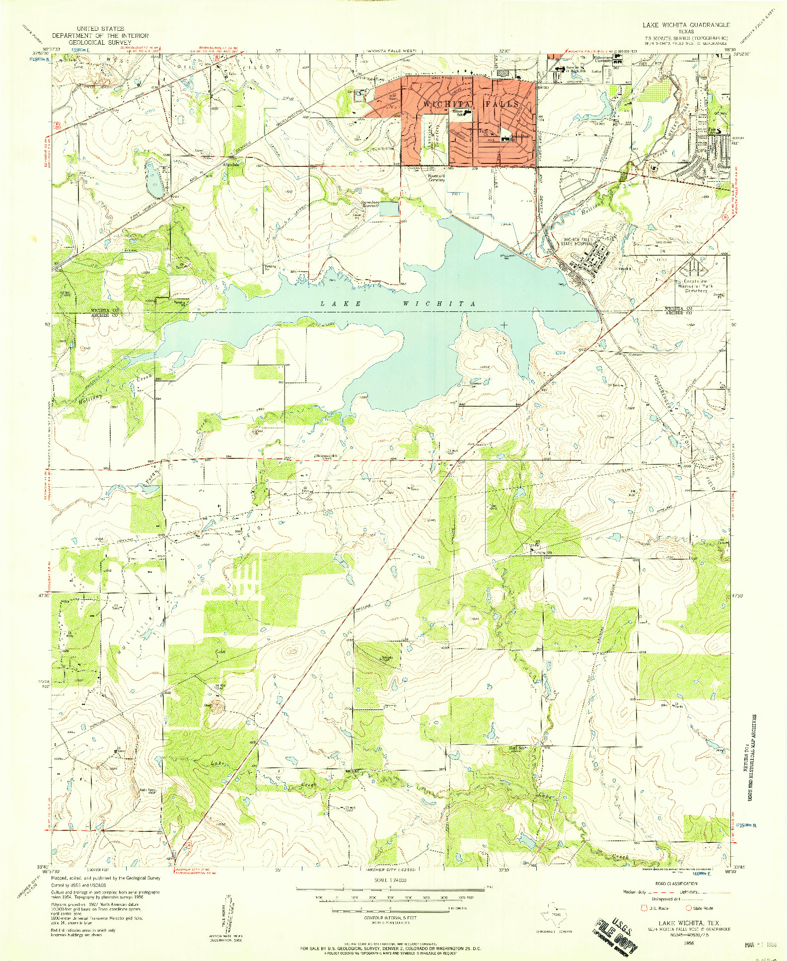 USGS 1:24000-SCALE QUADRANGLE FOR LAKE WICHITA, TX 1956