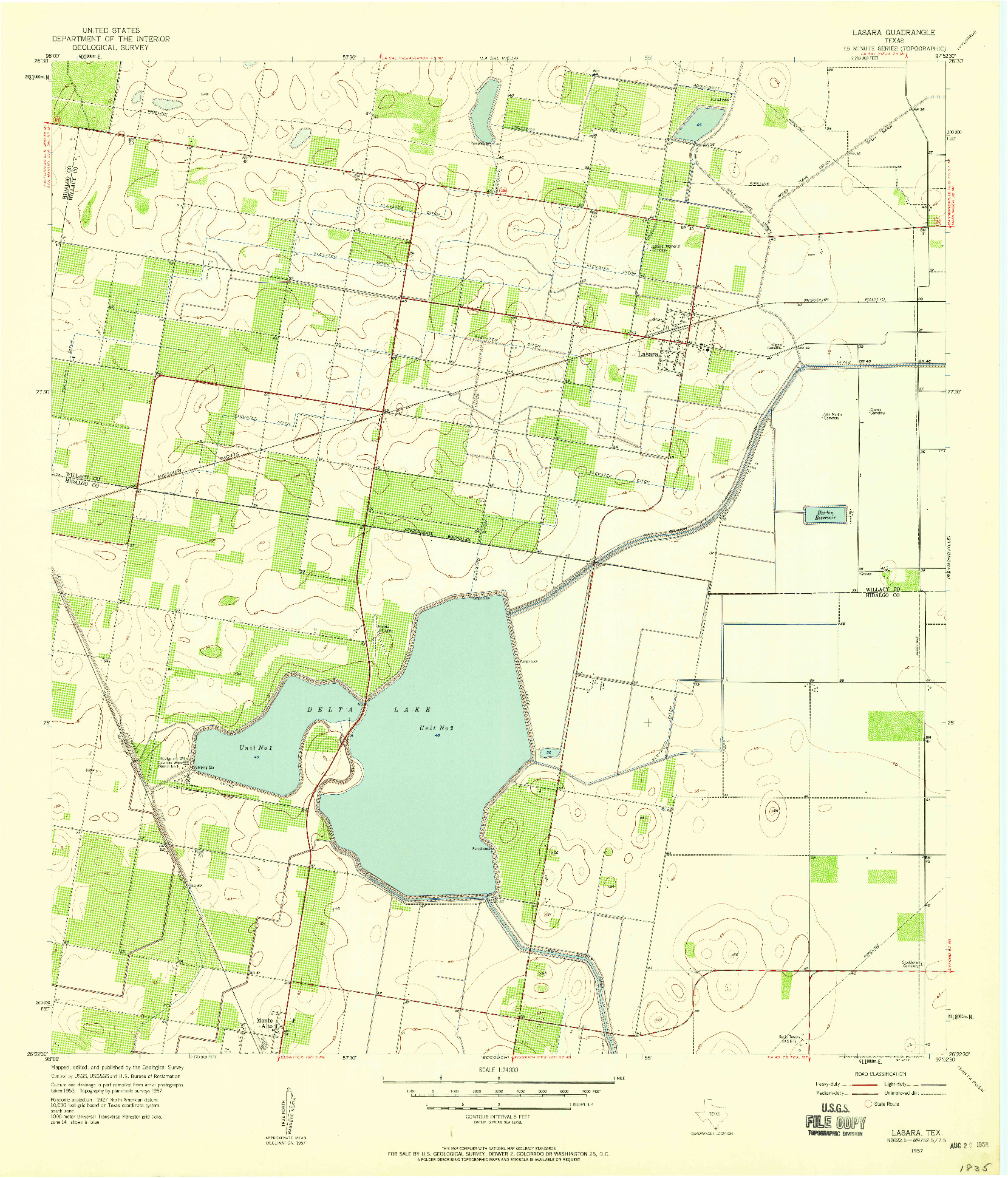 USGS 1:24000-SCALE QUADRANGLE FOR LASARA, TX 1957