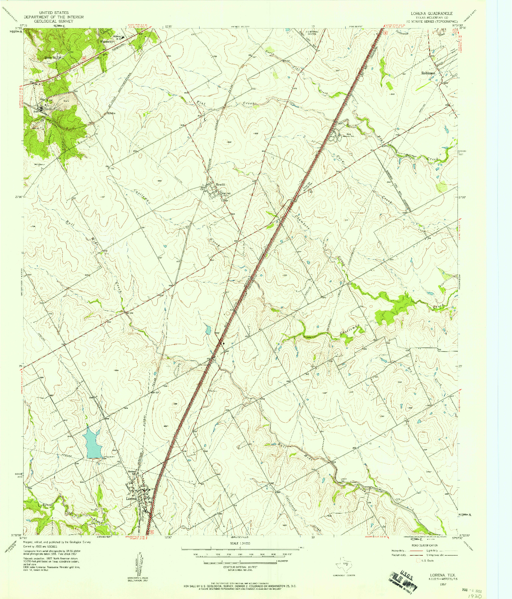 USGS 1:24000-SCALE QUADRANGLE FOR LORENA, TX 1957