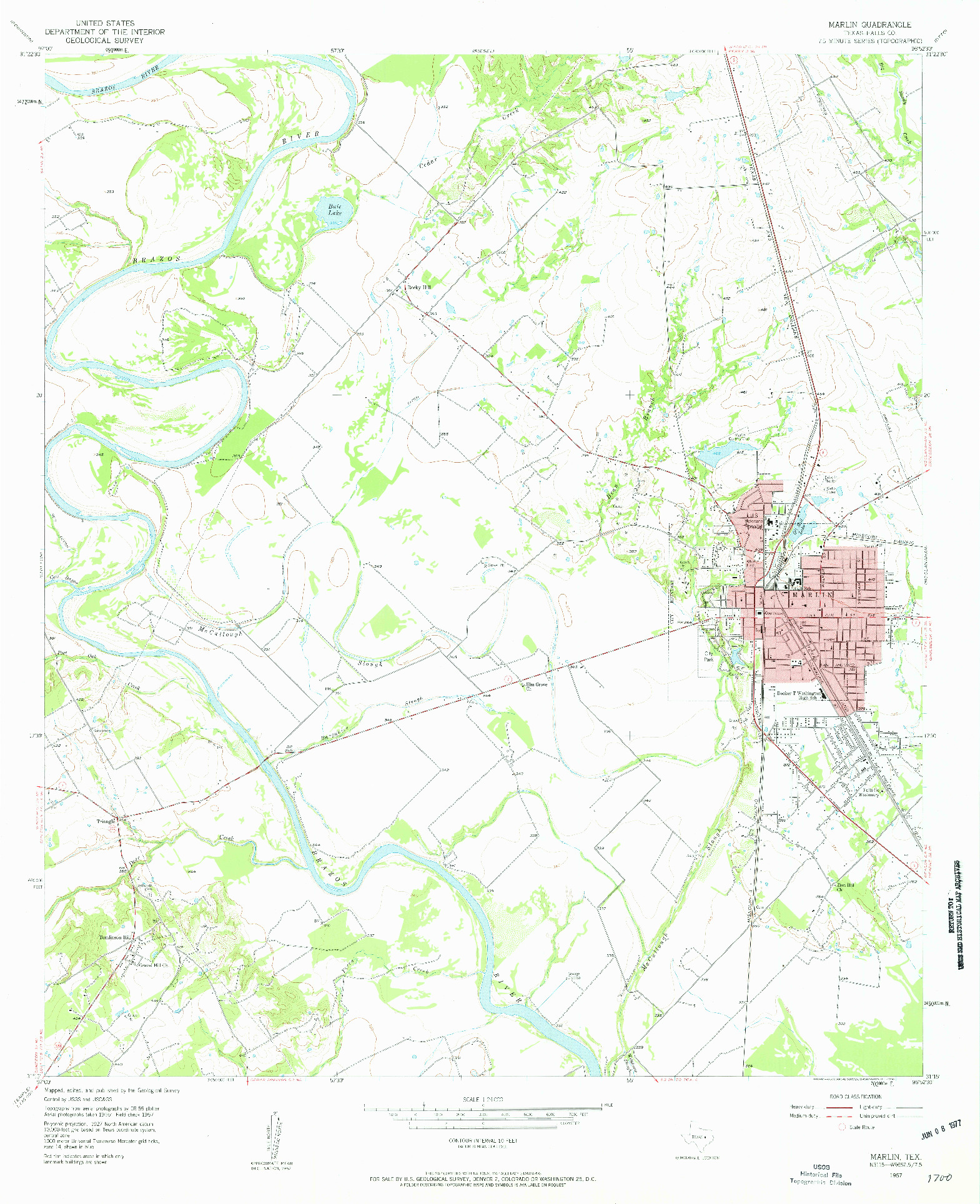 USGS 1:24000-SCALE QUADRANGLE FOR MARLIN, TX 1957