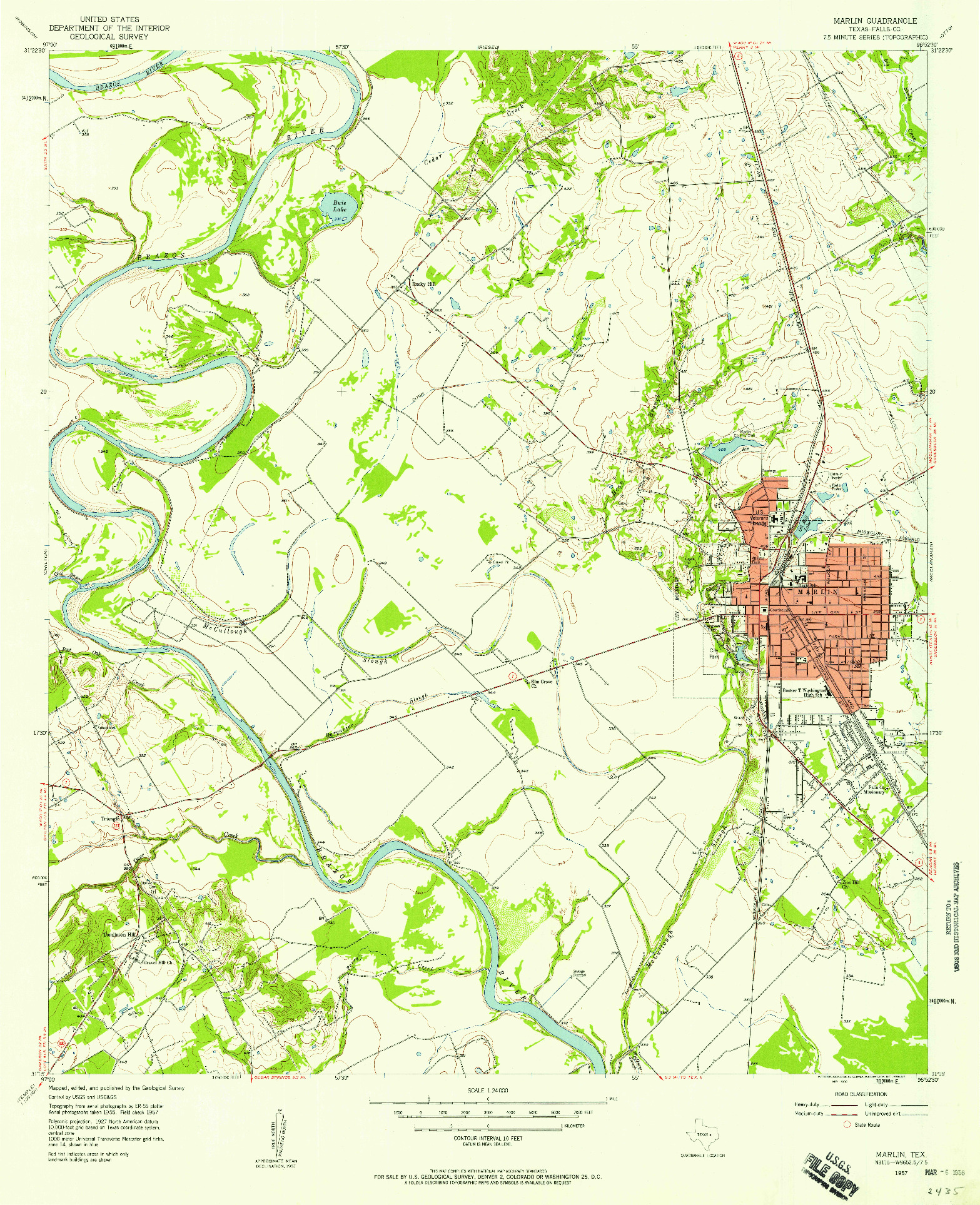 USGS 1:24000-SCALE QUADRANGLE FOR MARLIN, TX 1957