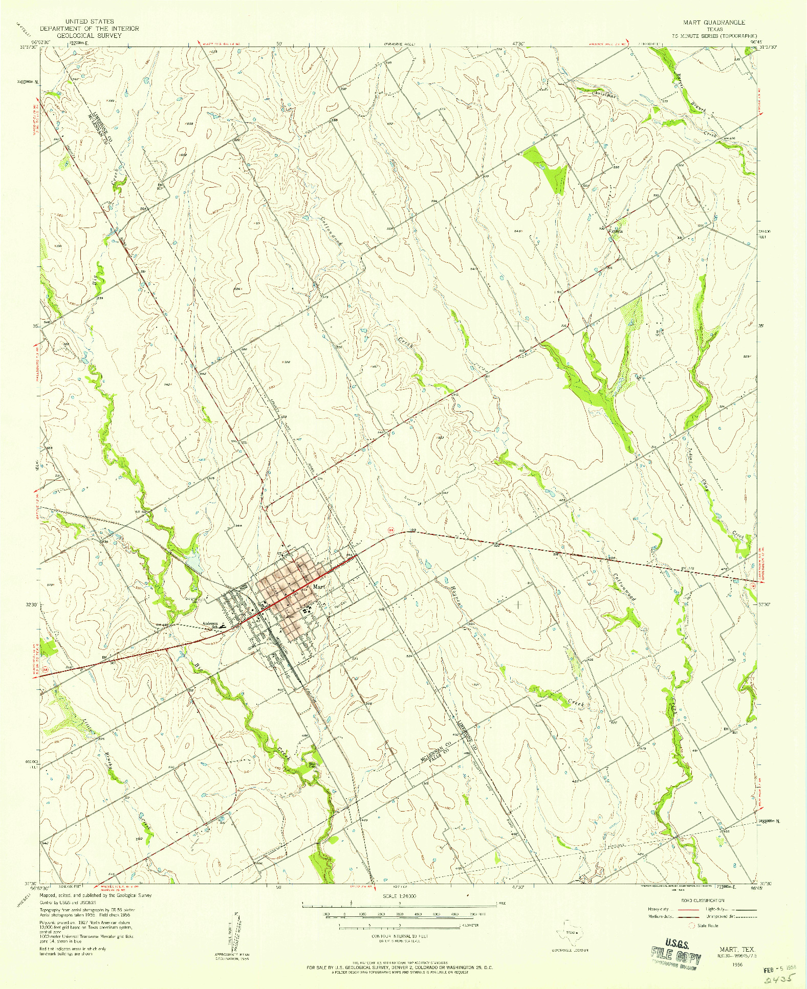 USGS 1:24000-SCALE QUADRANGLE FOR MART, TX 1956