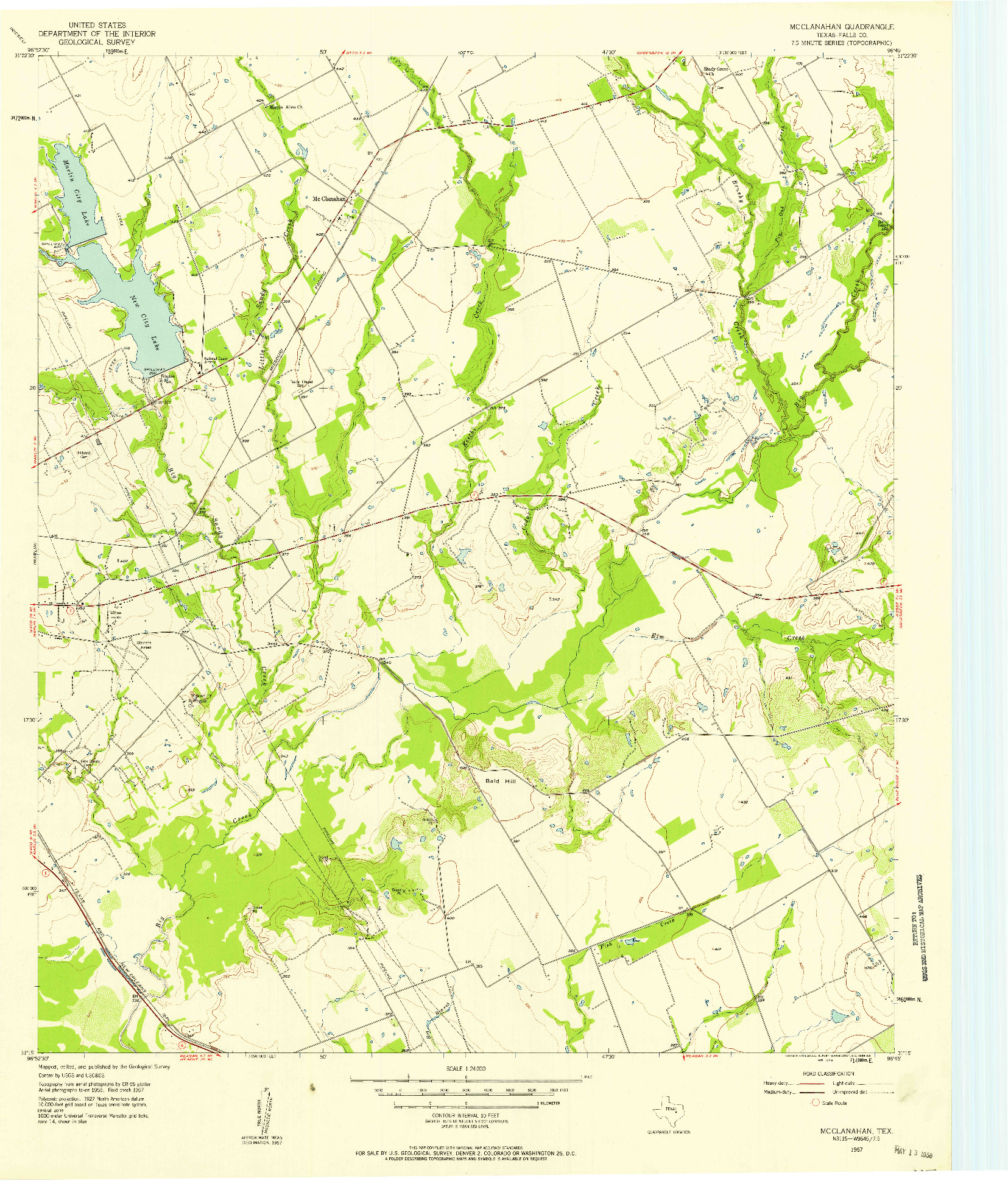 USGS 1:24000-SCALE QUADRANGLE FOR MCCLANAHAN, TX 1957