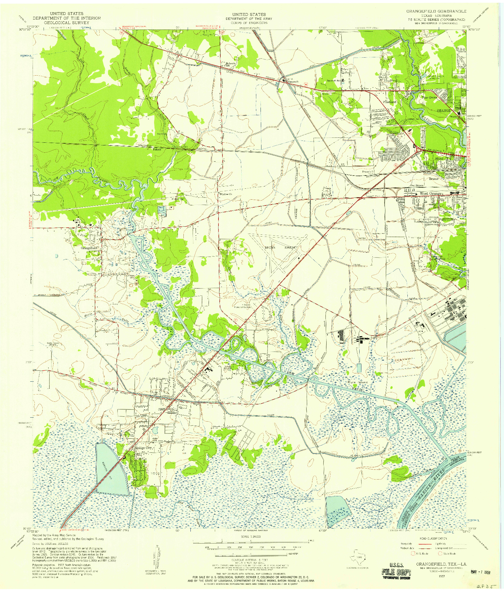 USGS 1:24000-SCALE QUADRANGLE FOR ORANGEFIELD, TX 1957