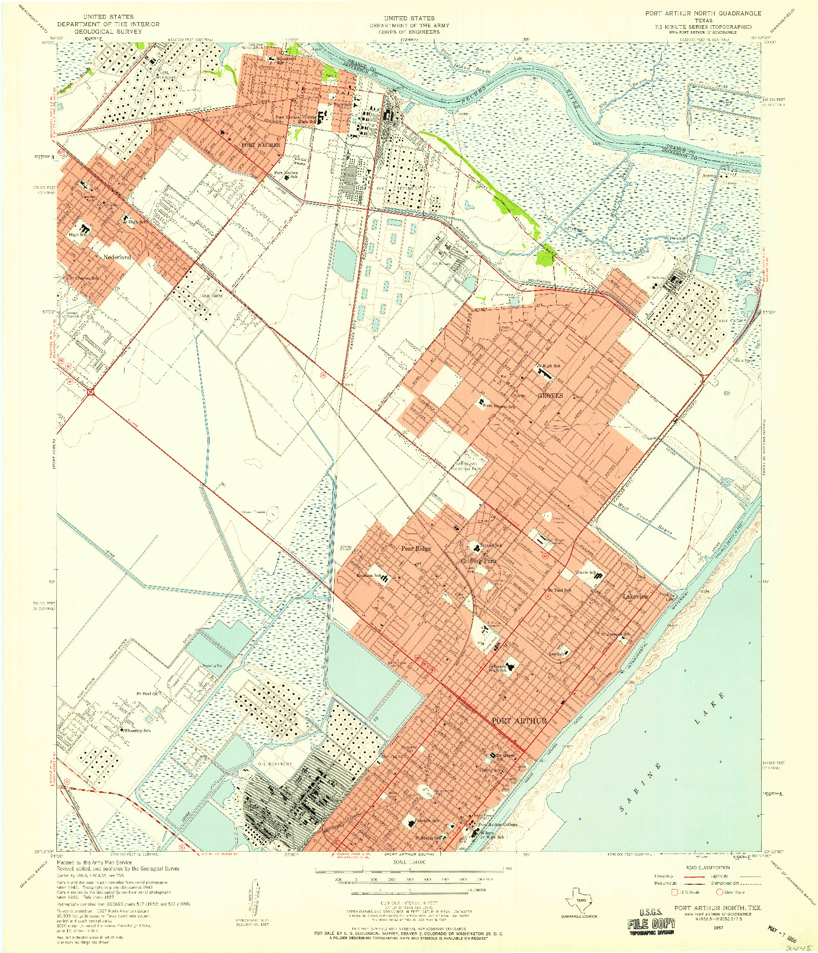 USGS 1:24000-SCALE QUADRANGLE FOR PORT ARTHUR NORTH, TX 1957