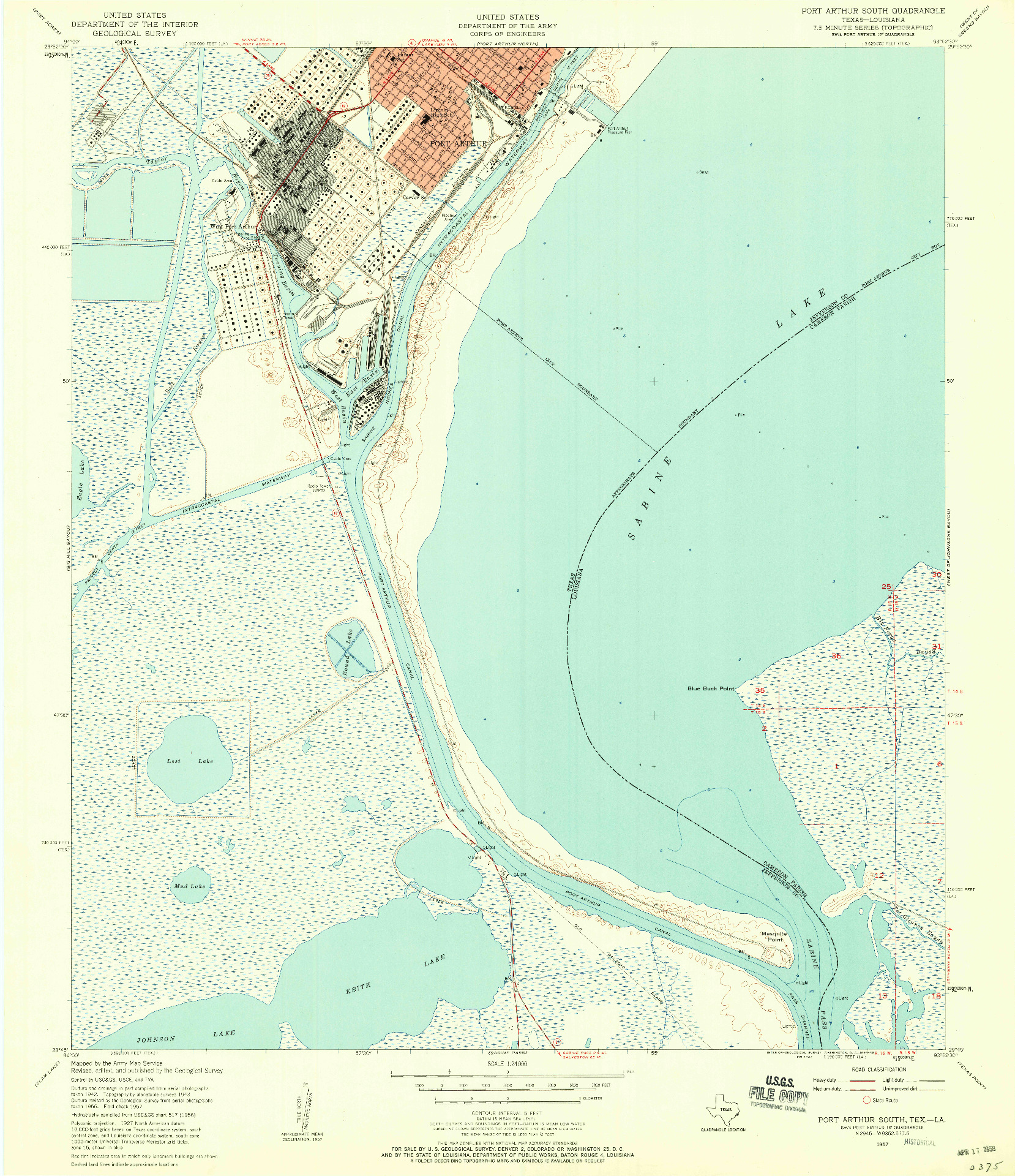 USGS 1:24000-SCALE QUADRANGLE FOR PORT ARTHUR SOUTH, TX 1957