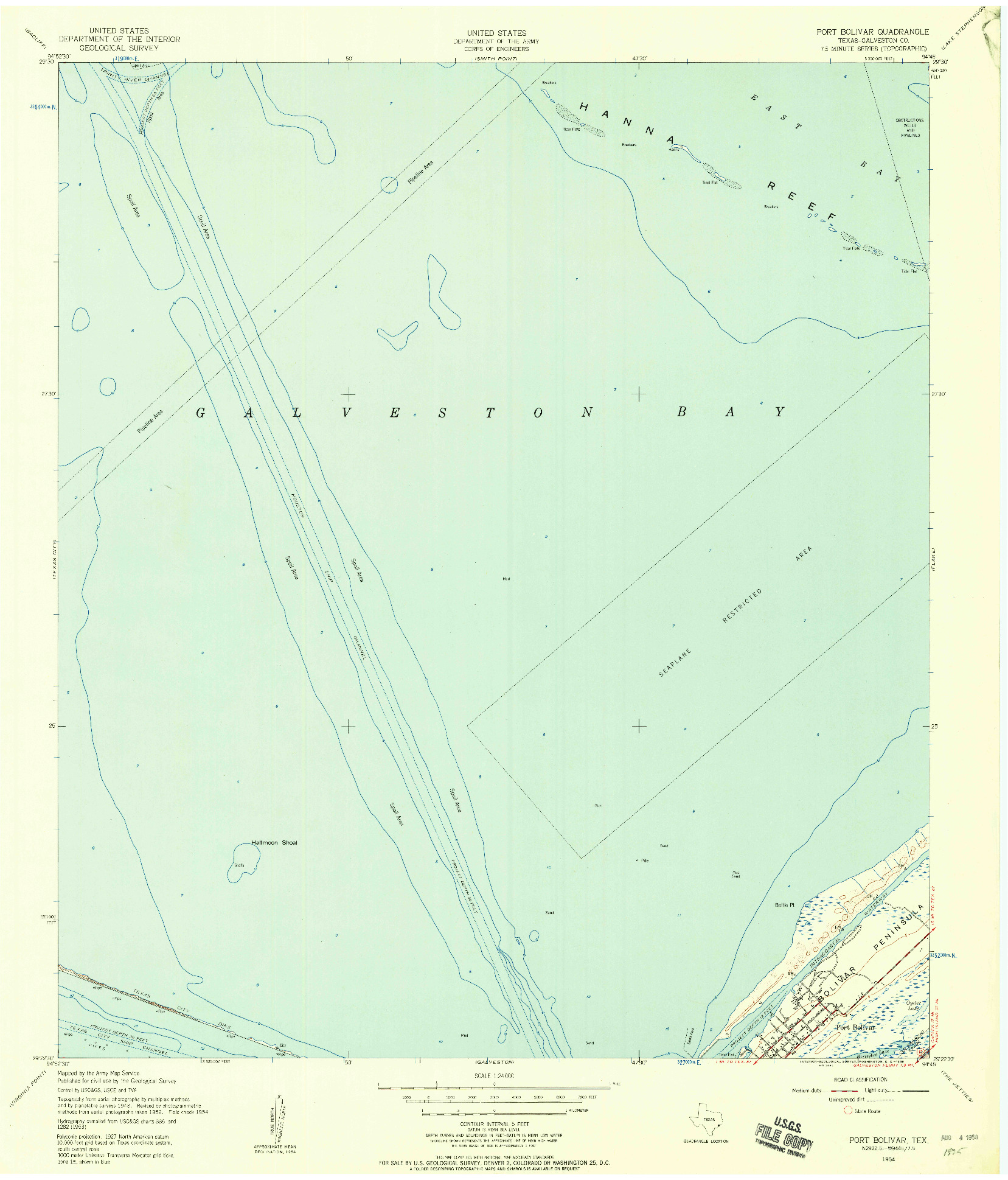 USGS 1:24000-SCALE QUADRANGLE FOR PORT BOLIVAR, TX 1954